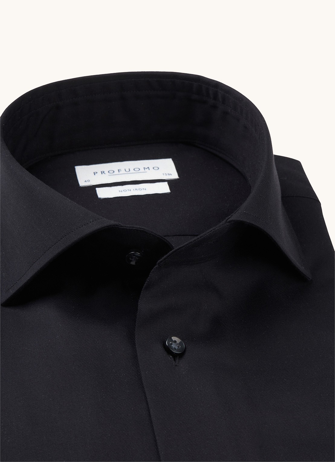 Profuomo Strijkvrij slim fit overhemd met wide spread-kraag - detail 4 zwart
