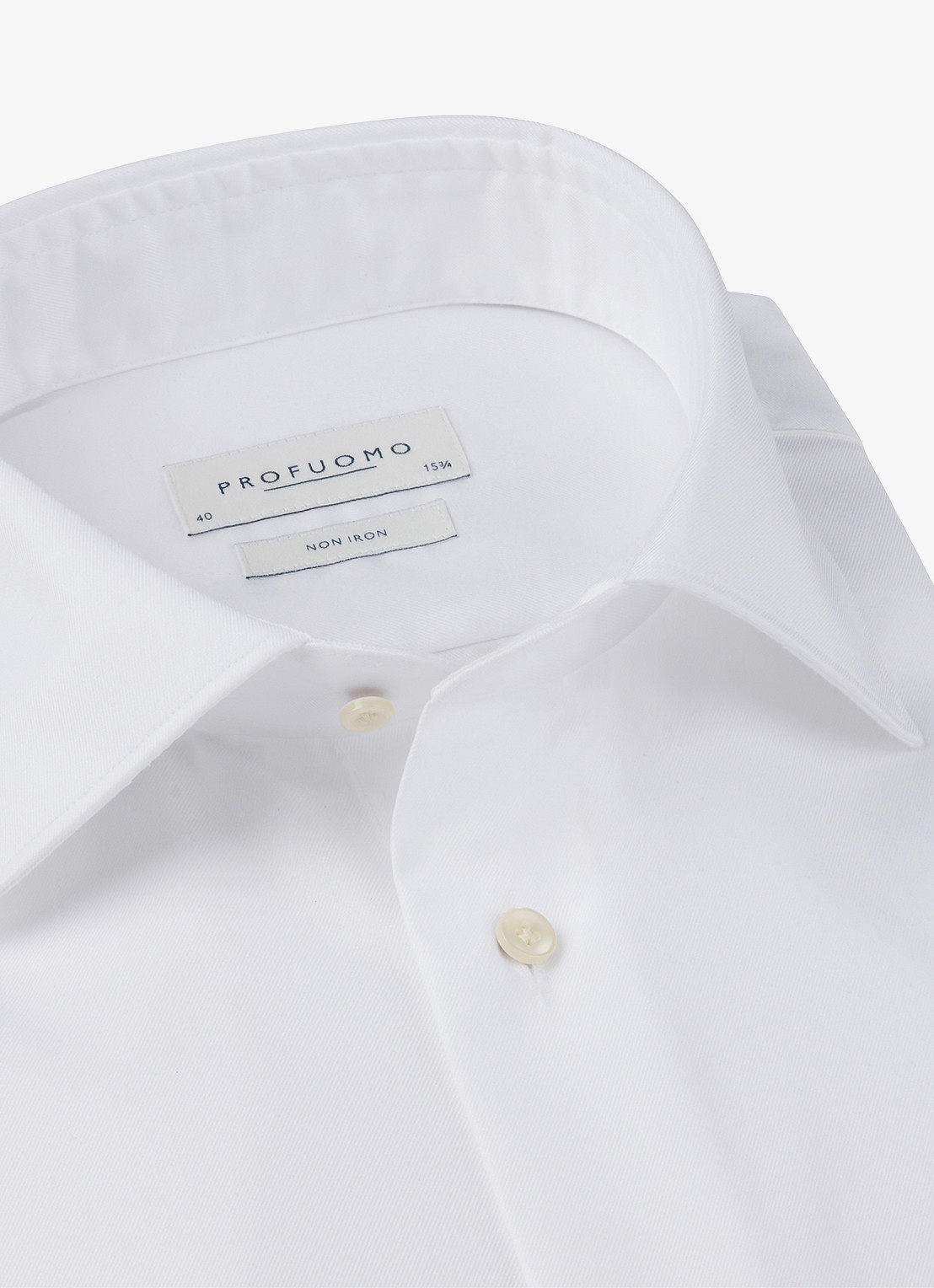 Profuomo Strijkvrij slim fit overhemd met widespread kraag - detail 2 wit