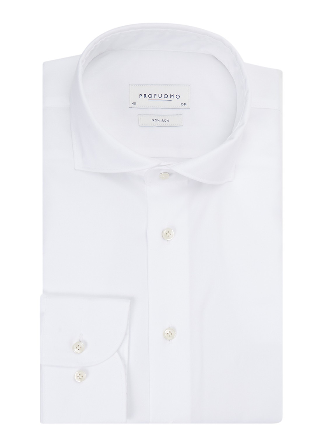 Profuomo Strijkvrij slim fit overhemd - voorkant 2 wit