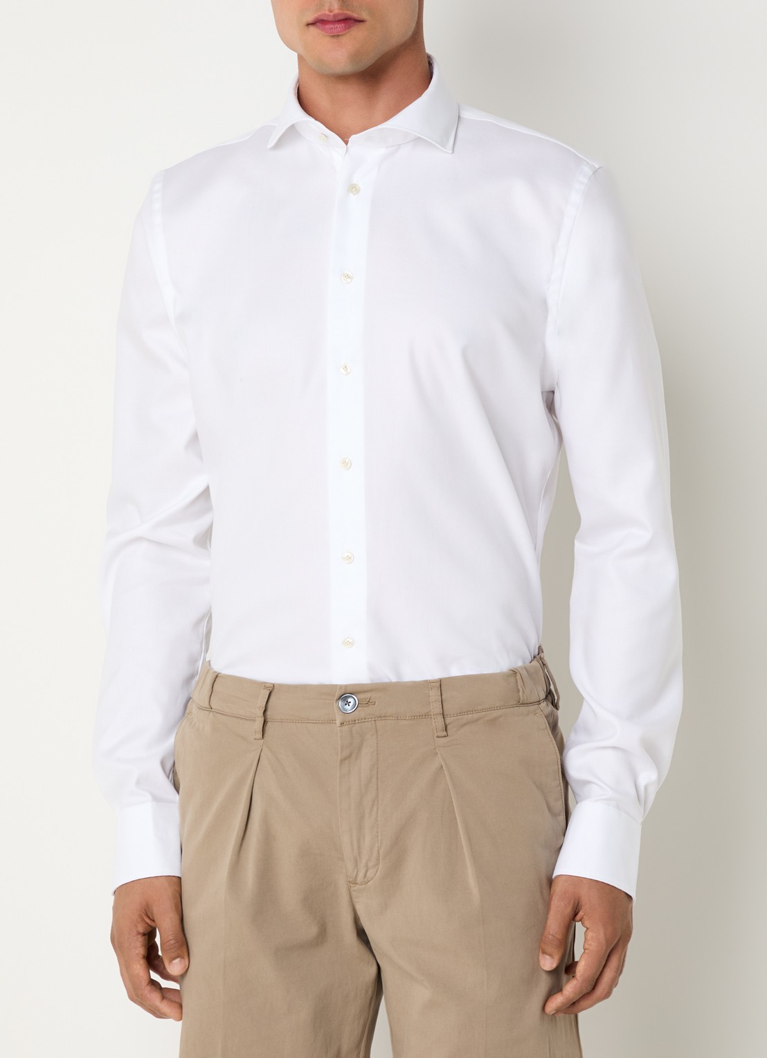 Profuomo Strijkvrij slim fit overhemd - detail 4 wit