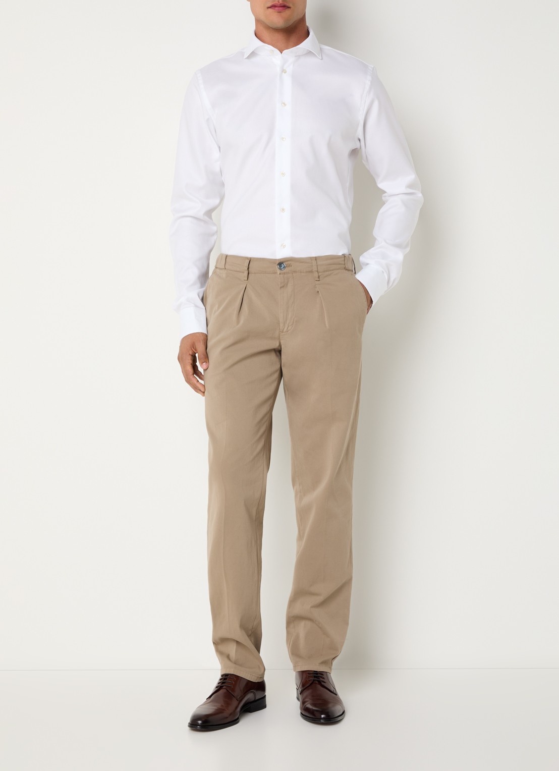 Profuomo Strijkvrij slim fit overhemd - voorkant 3 wit