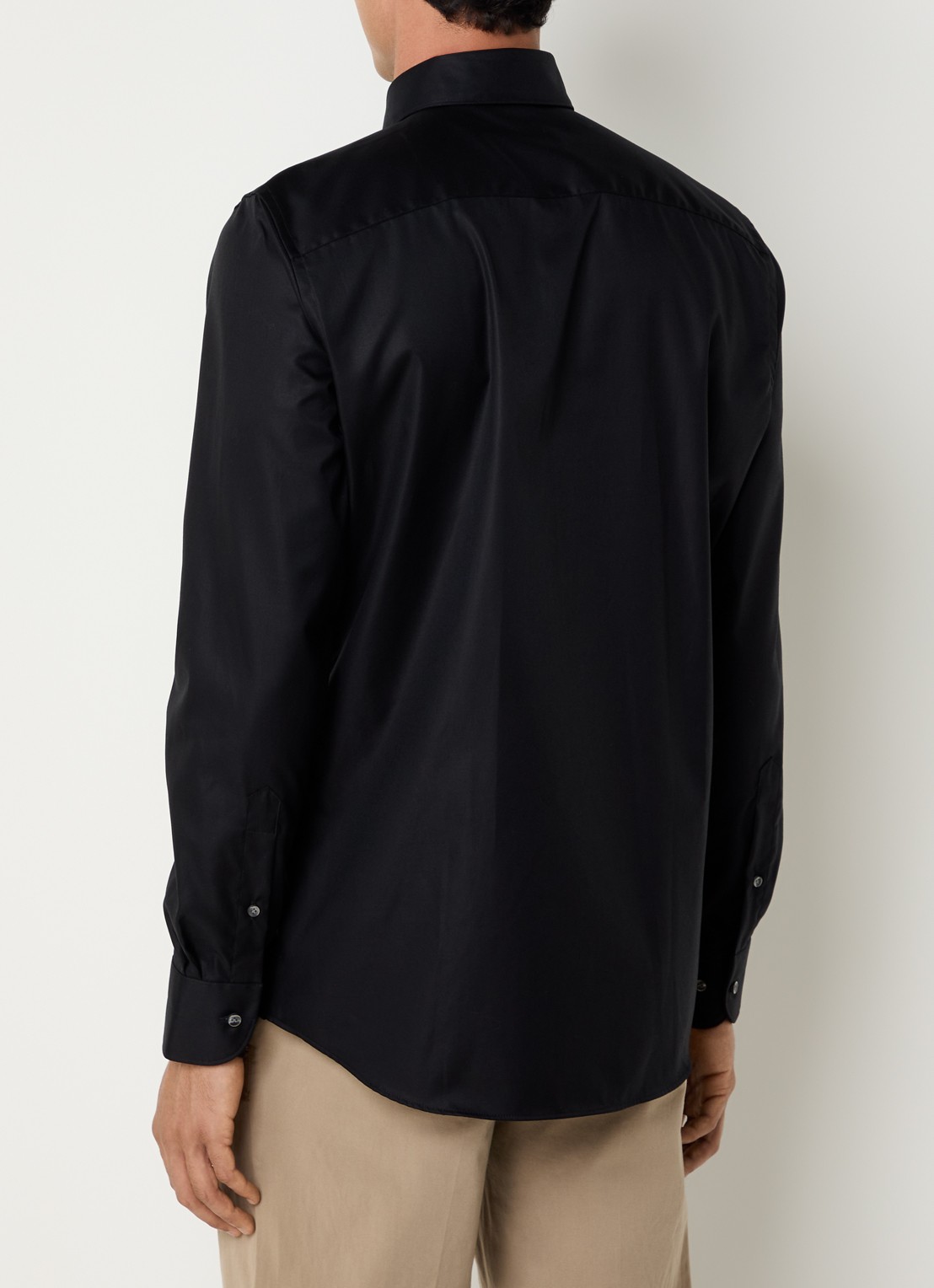 Profuomo Strijkvrij slim fit overhemd - achterkant 3 zwart