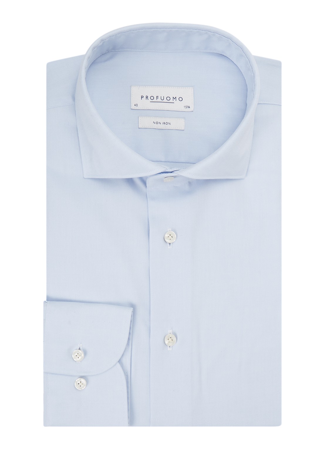 Profuomo Strijkvrij slim fit overhemd - voorkant 2 lichtblauw
