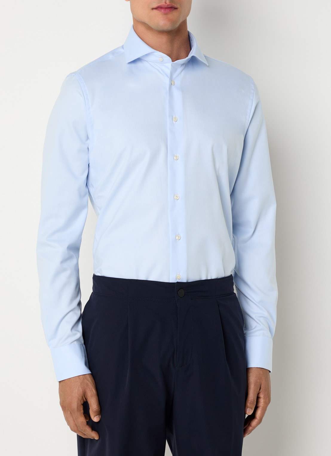 Profuomo Strijkvrij slim fit overhemd - detail 4 lichtblauw