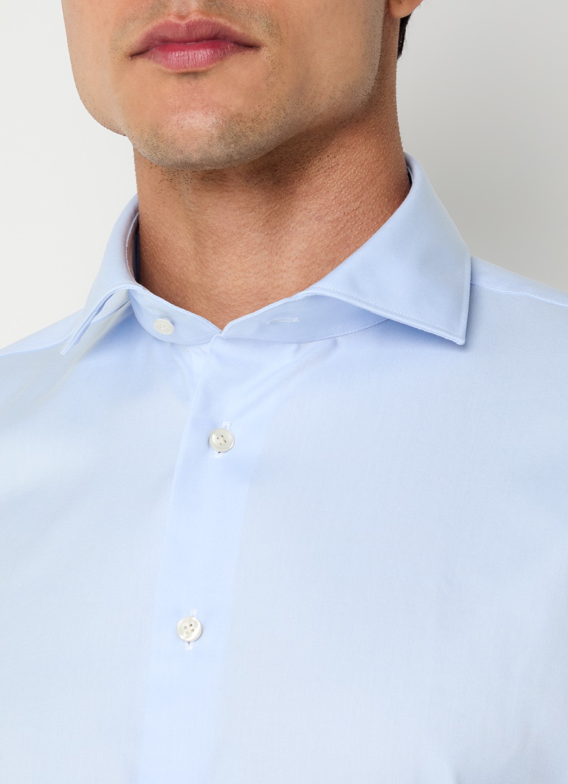 Profuomo Strijkvrij slim fit overhemd - detail 5 lichtblauw