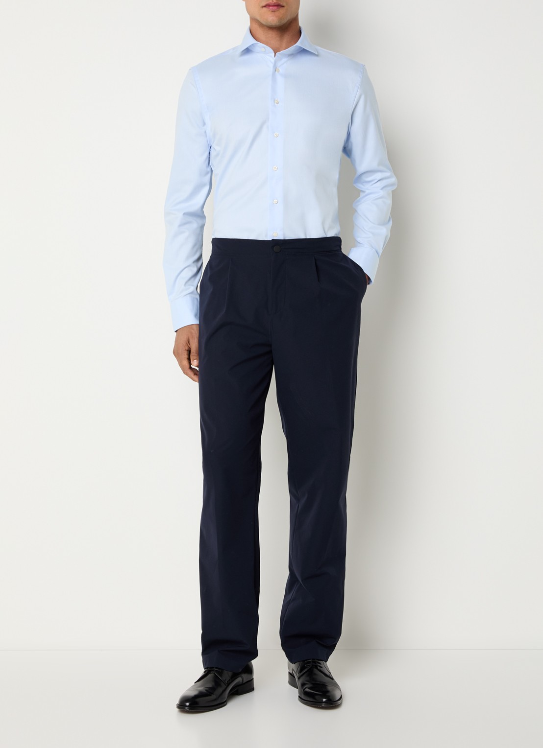 Profuomo Strijkvrij slim fit overhemd - voorkant 3 lichtblauw