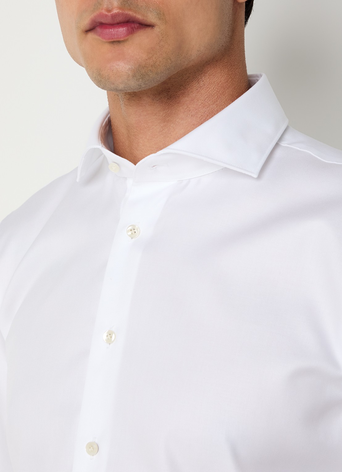 Profuomo Strijkvrij slim fit overhemd - detail 3 wit