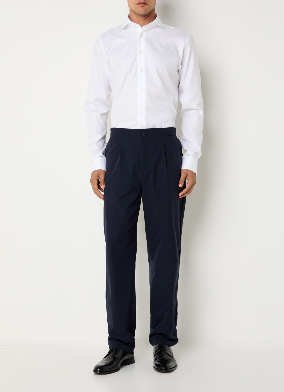 Profuomo Strijkvrij slim fit overhemd - voorkant 5 wit