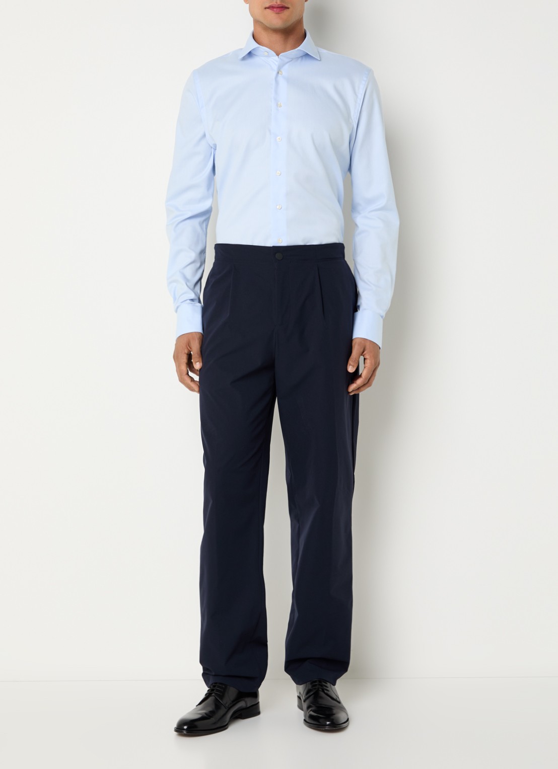 Profuomo Strijkvrij slim fit overhemd - voorkant 5 lichtblauw