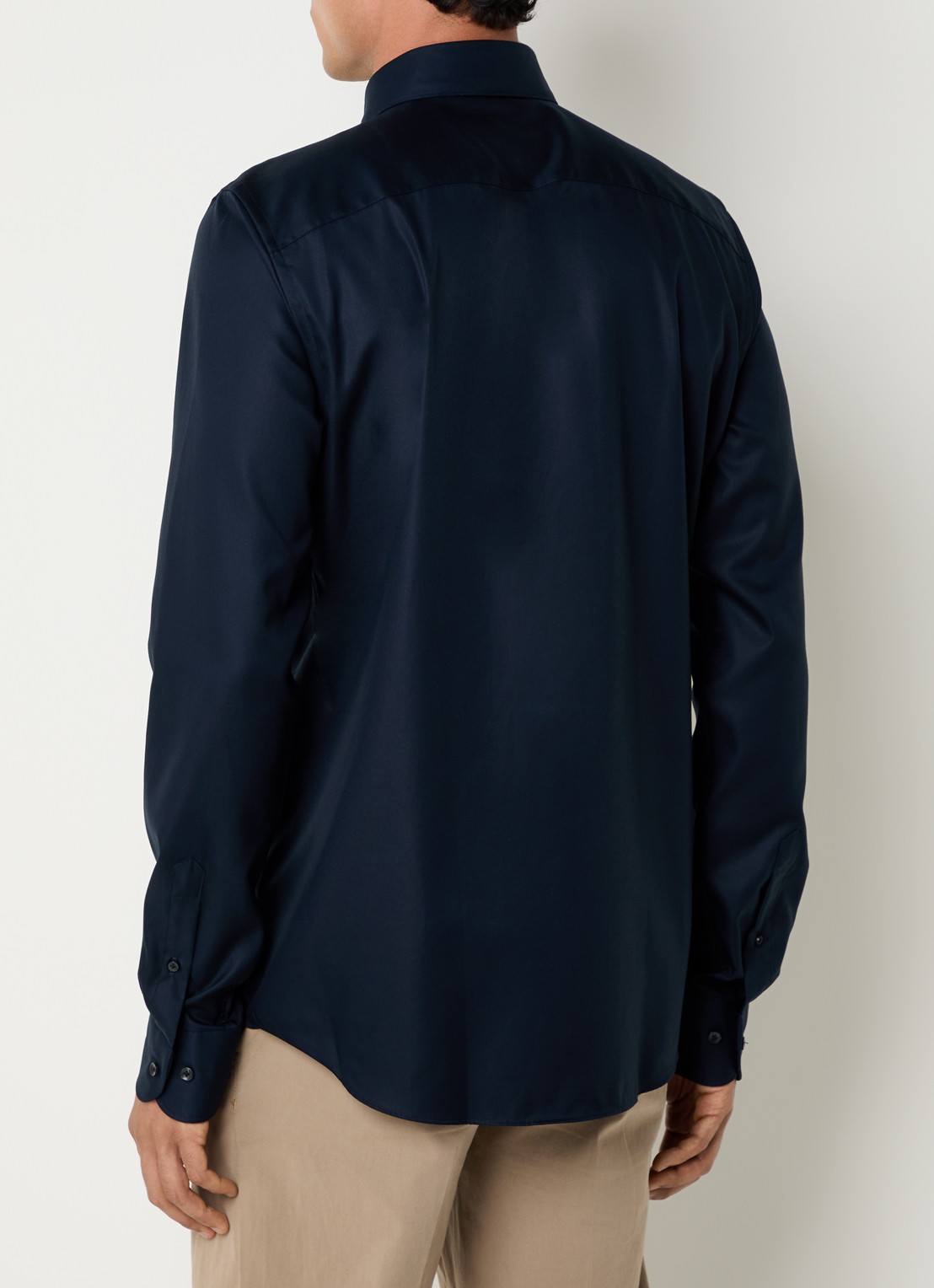 Profuomo Strijkvrij slim fit overhemd - achterkant donkerblauw