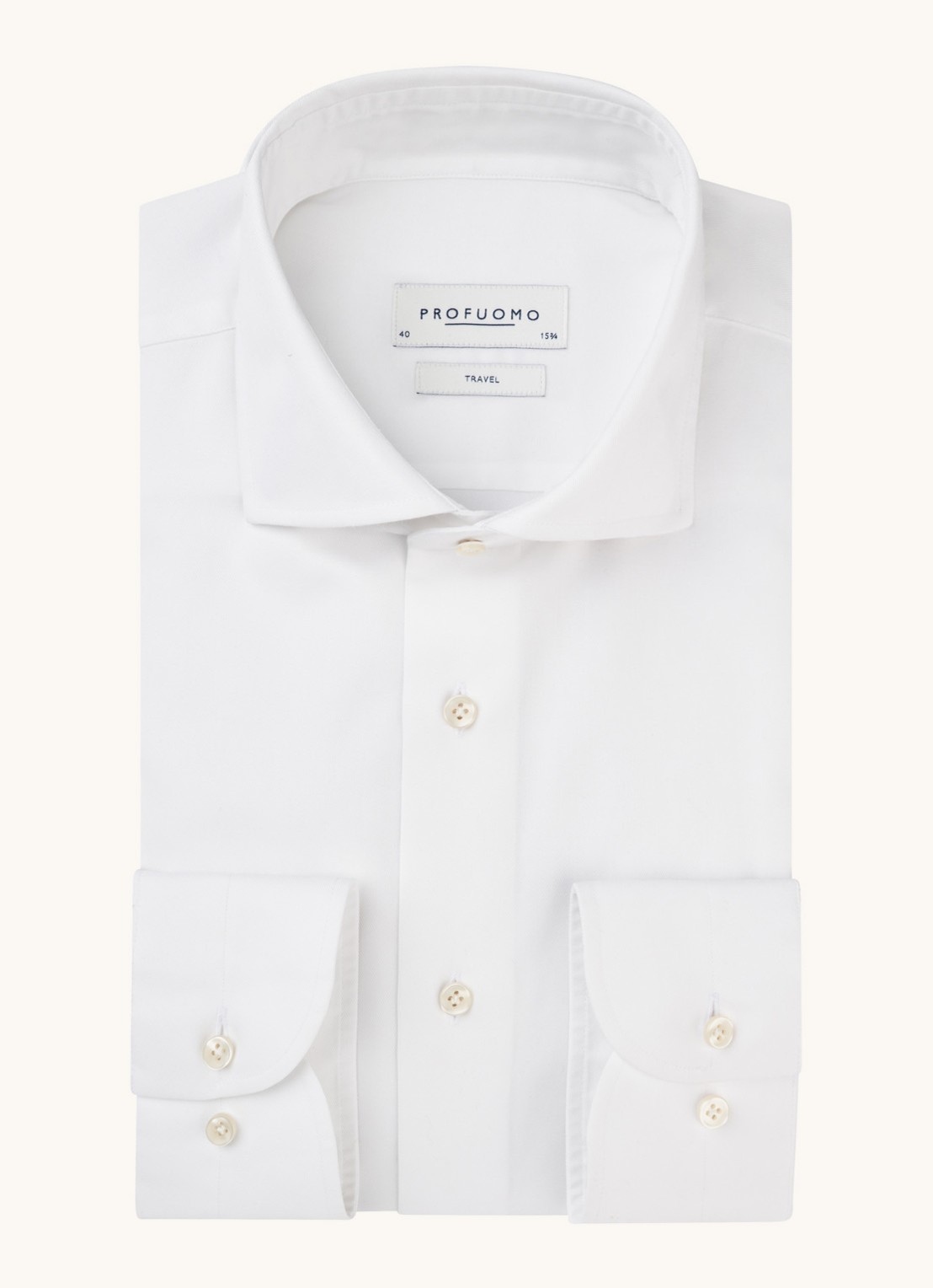 Profuomo Strijkvrij slim fit overhemd - voorkant 2 wit