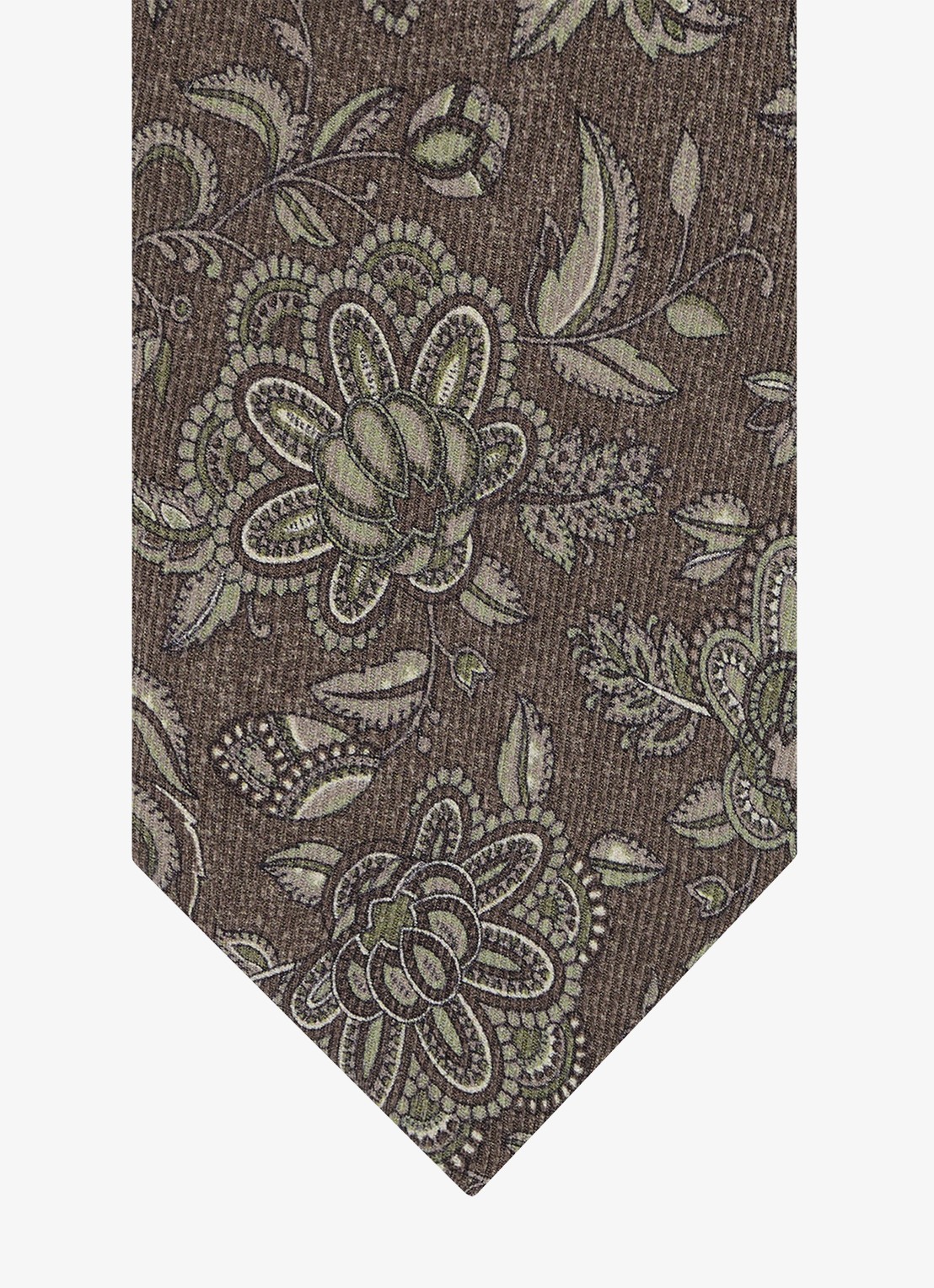 Profuomo Stropdas van zijde met bloemenprint - detail bruin