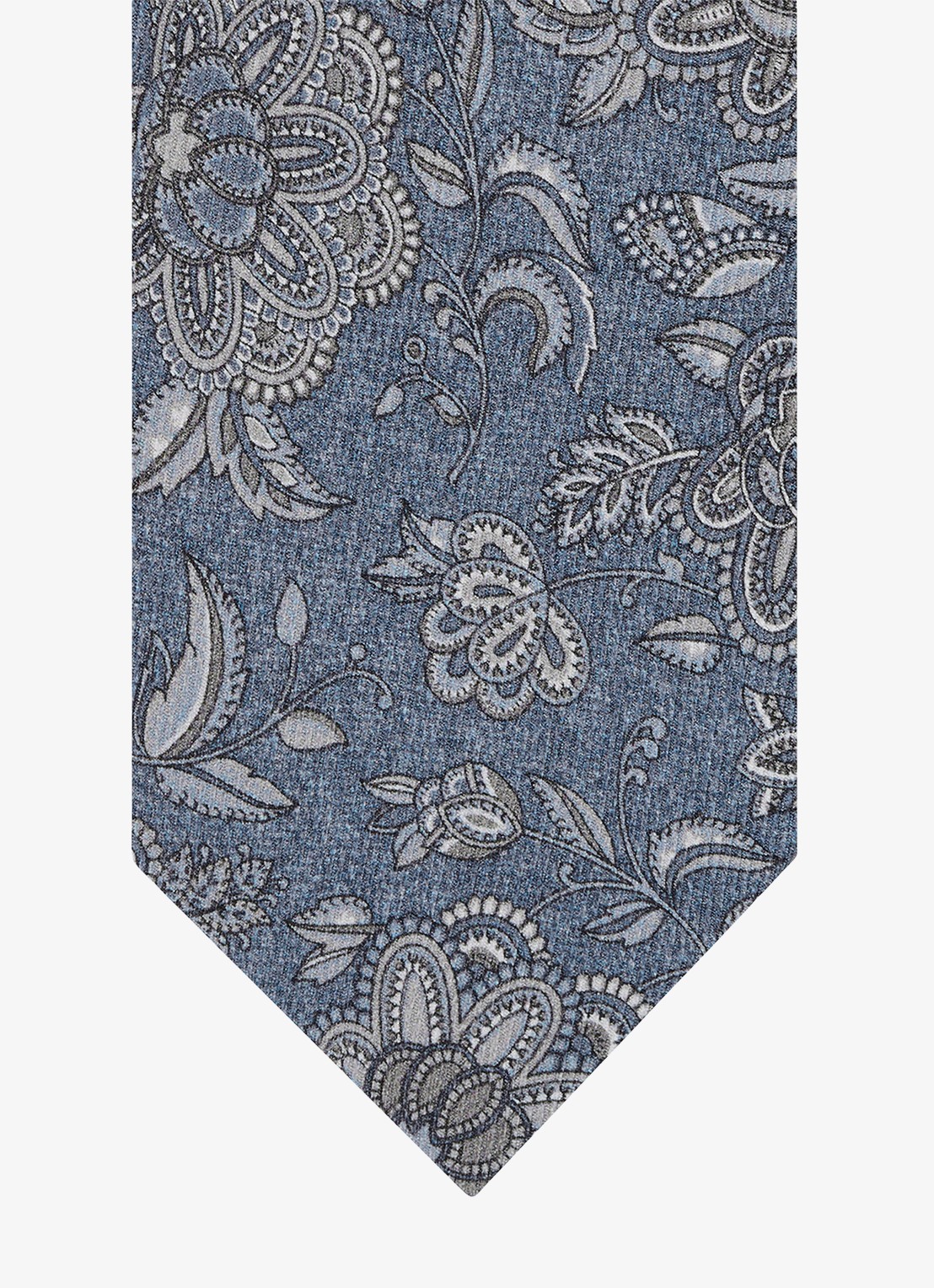 Profuomo Stropdas van zijde met bloemenprint - detail 2 blauw