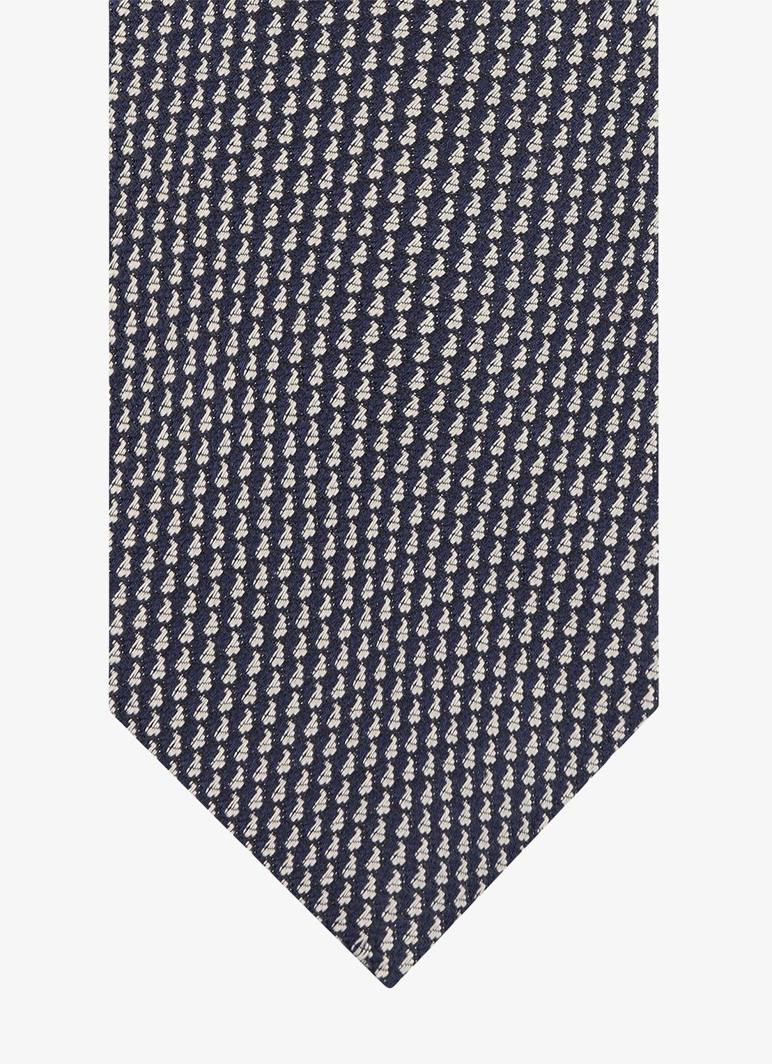 Profuomo Stropdas van zijde met pied-de-poule dessin - detail 2 donkerblauw