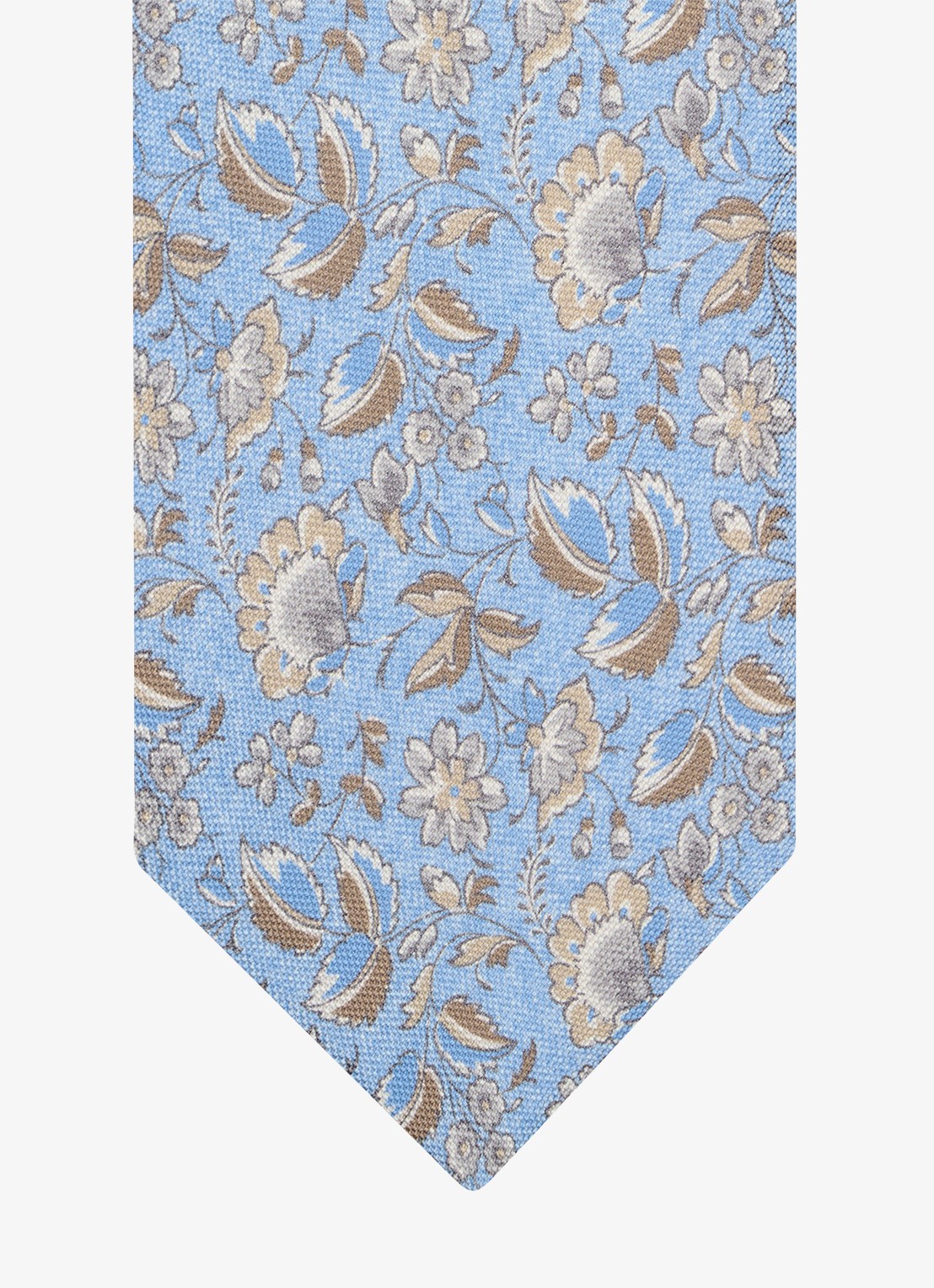 Profuomo Stropdas van zijde met print - detail 2 lichtblauw