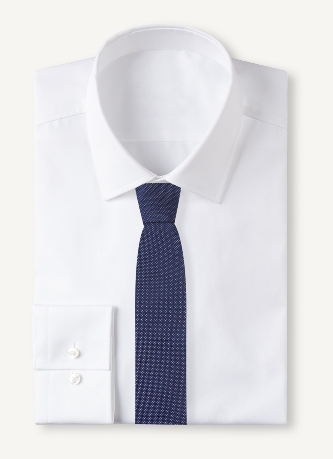 Profuomo Stropdas van zijde met stippenprint - voorkant 2 donkerblauw