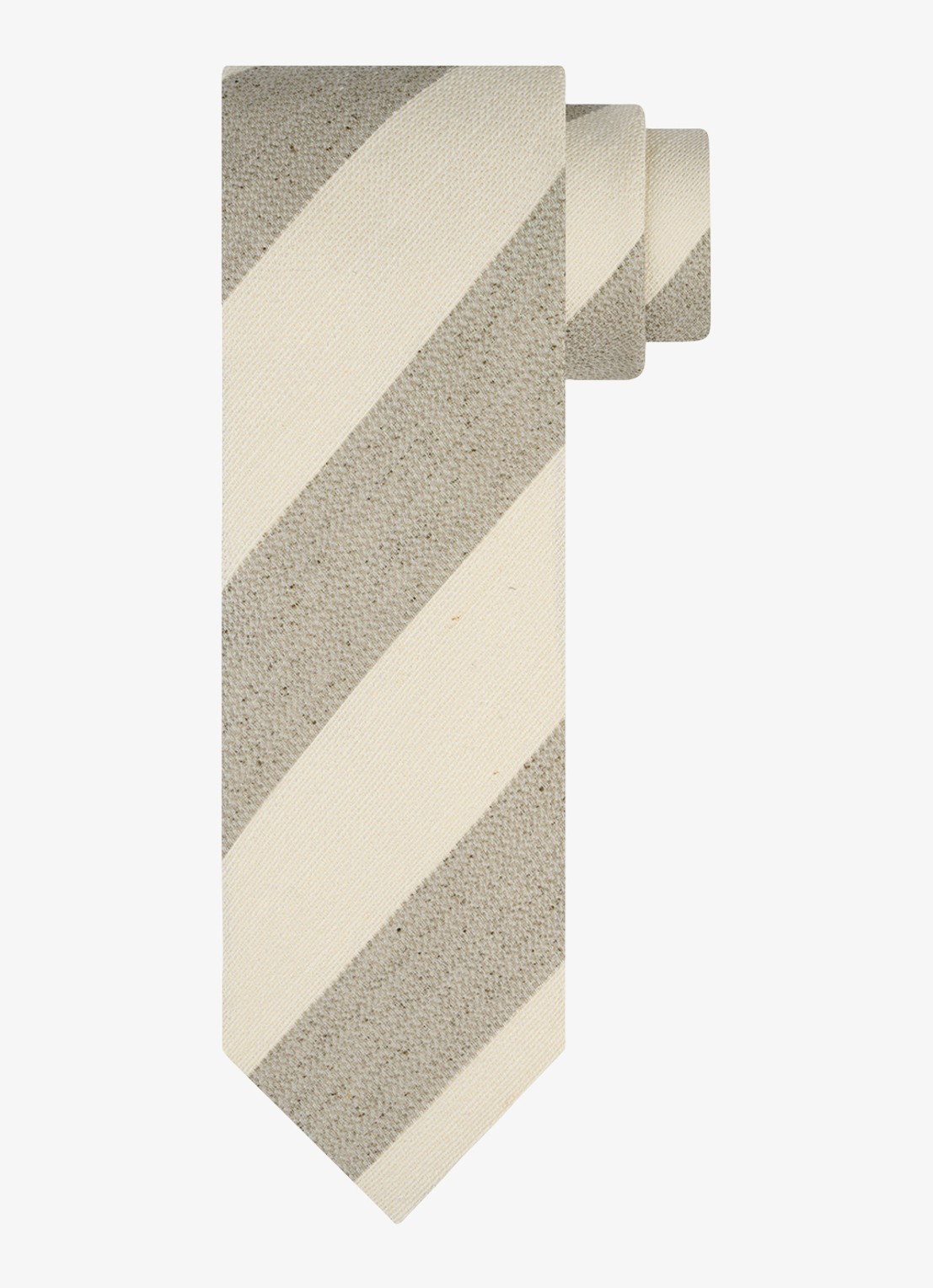 Profuomo Stropdas van zijde met streepprint - voorkant beige