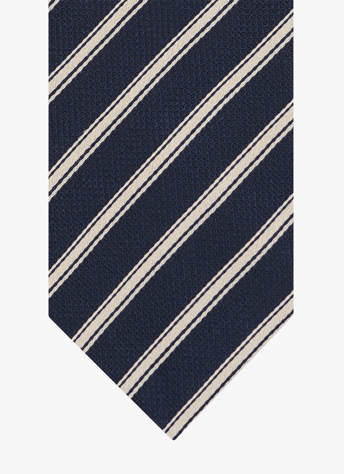 Profuomo Stropdas van zijde met streepprint - detail 2 donkerblauw