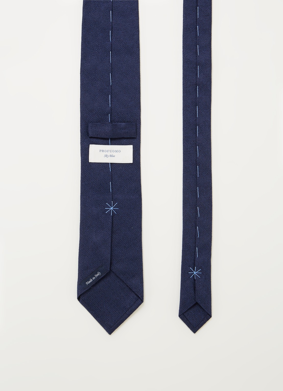 Profuomo Stropdas van zijde  - detail 3 donkerblauw