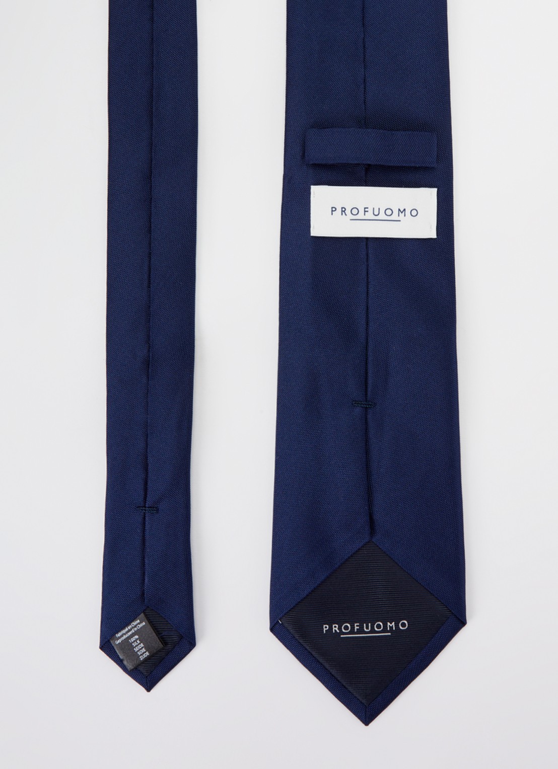 Profuomo Stropdas van zijde - detail 3 donkerblauw