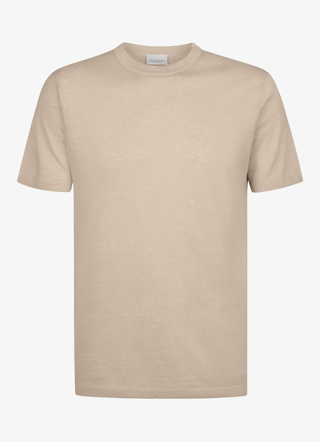 Profuomo T-shirt in linnenblend met ronde hals - voorkant 3 beige