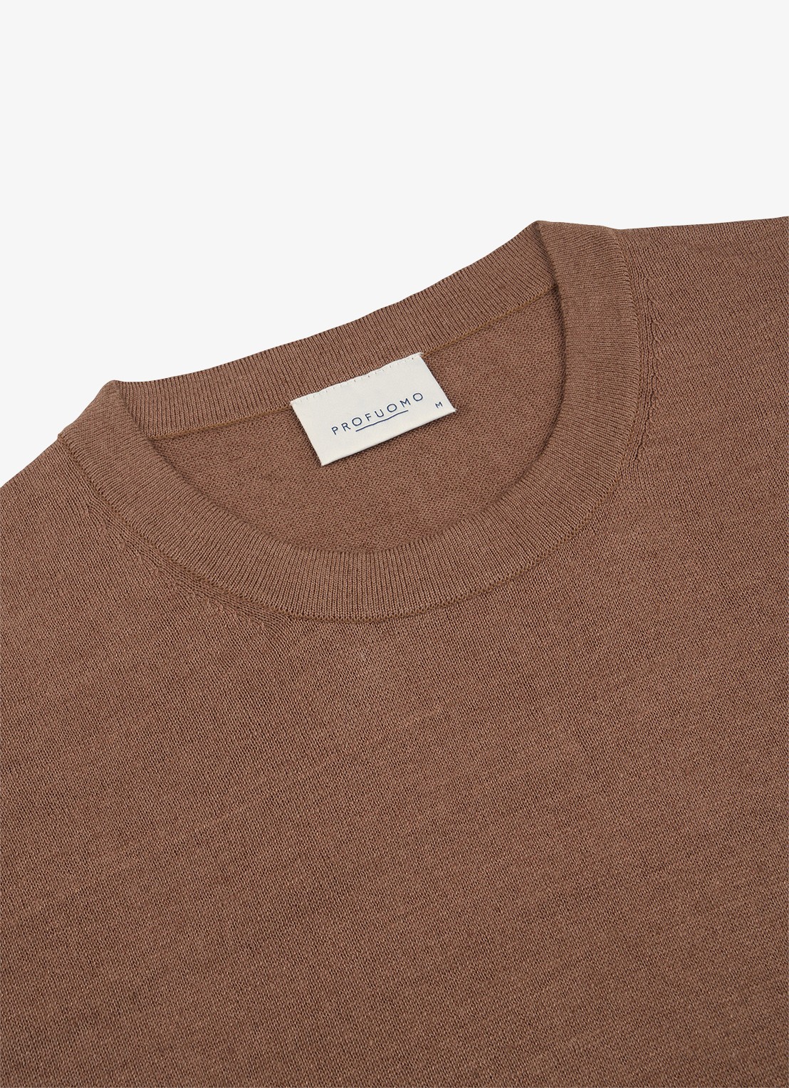Profuomo T-shirt in linnenblend met ronde hals - detail 6 clay