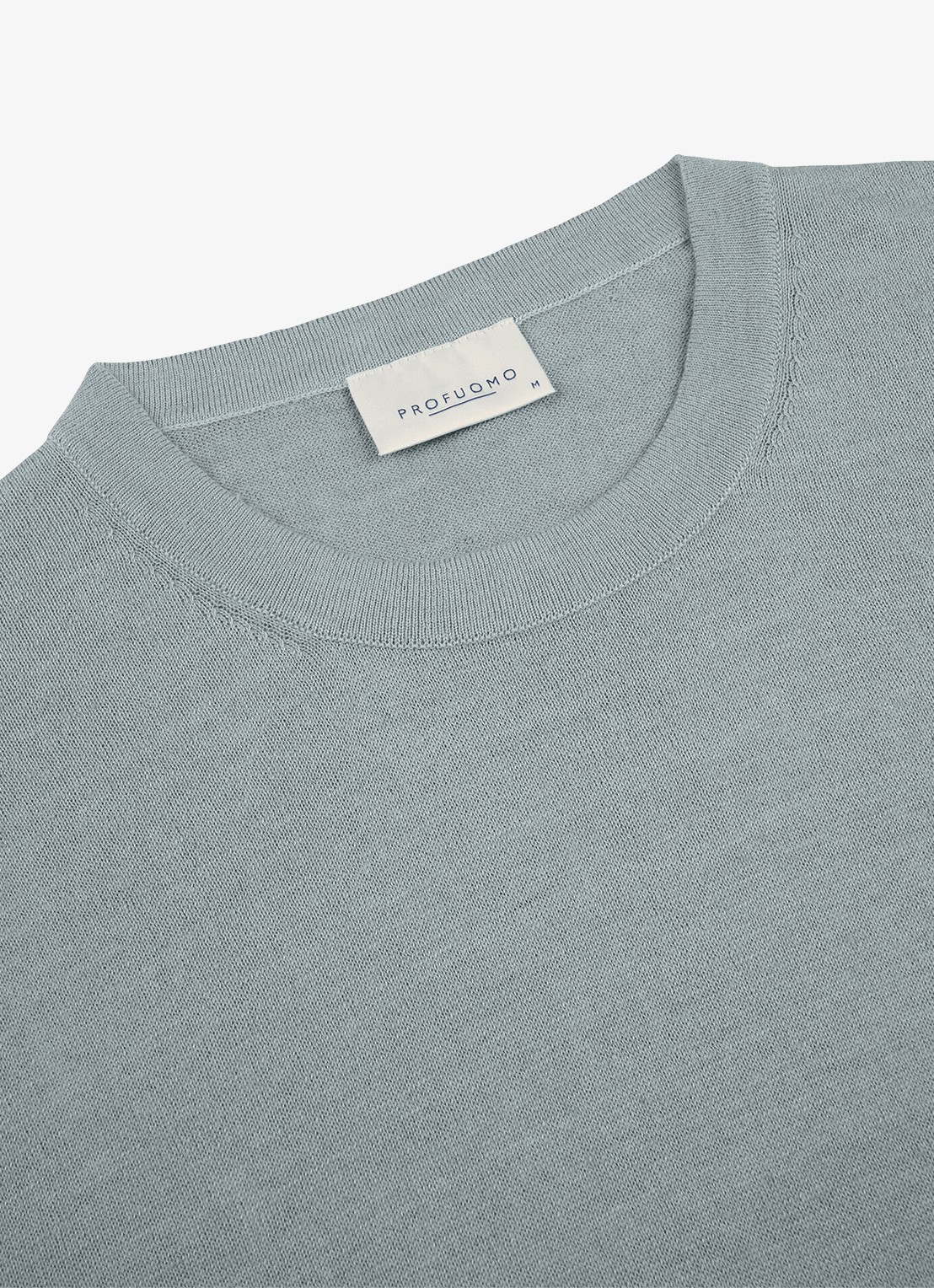 Profuomo T-shirt in linnenblend met ronde hals - detail 4 blauwgrijs