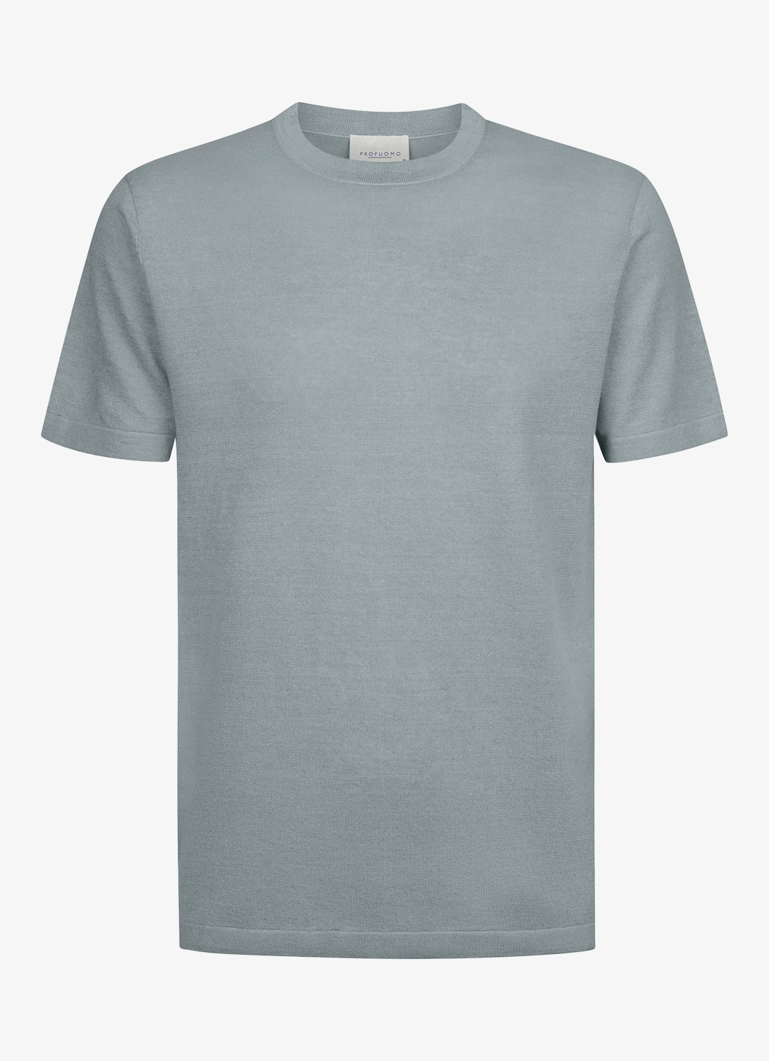Profuomo T-shirt in linnenblend met ronde hals - voorkant 5 blauwgrijs