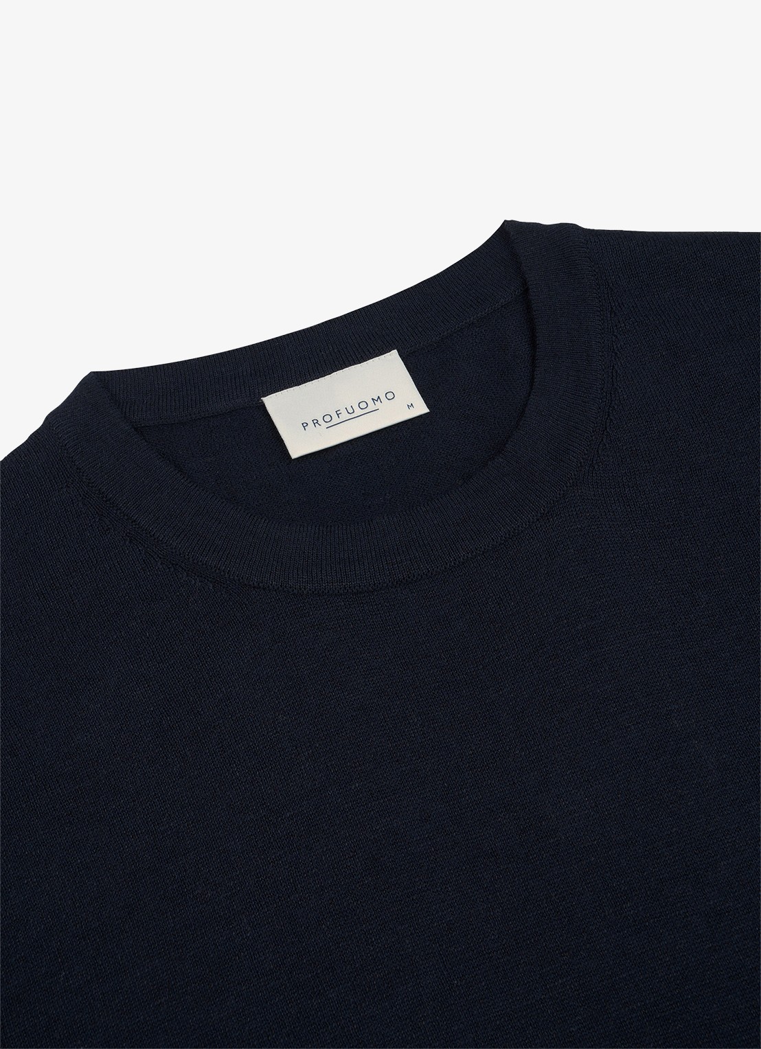 Profuomo T-shirt in linnenblend met ronde hals - detail 5 blauw