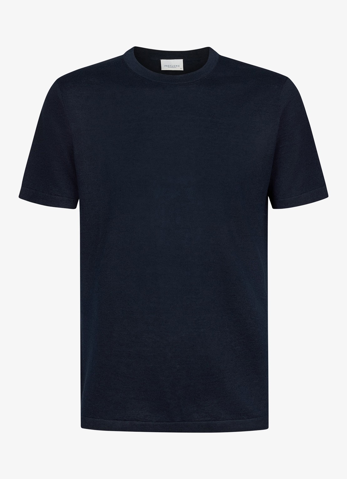 Profuomo T-shirt in linnenblend met ronde hals - voorkant 2 blauw