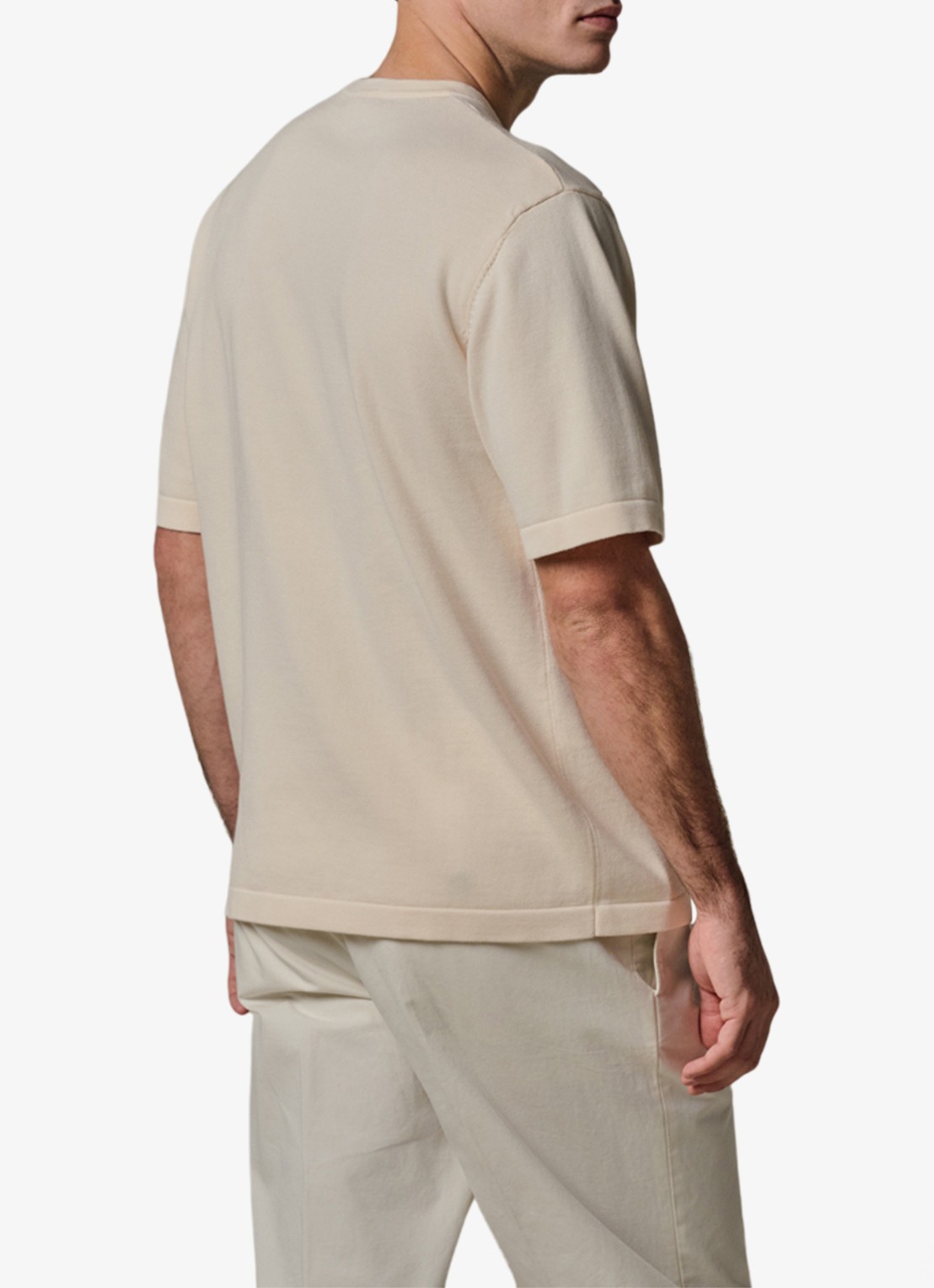 Profuomo T-shirt met borstzak - achterkant gebroken wit