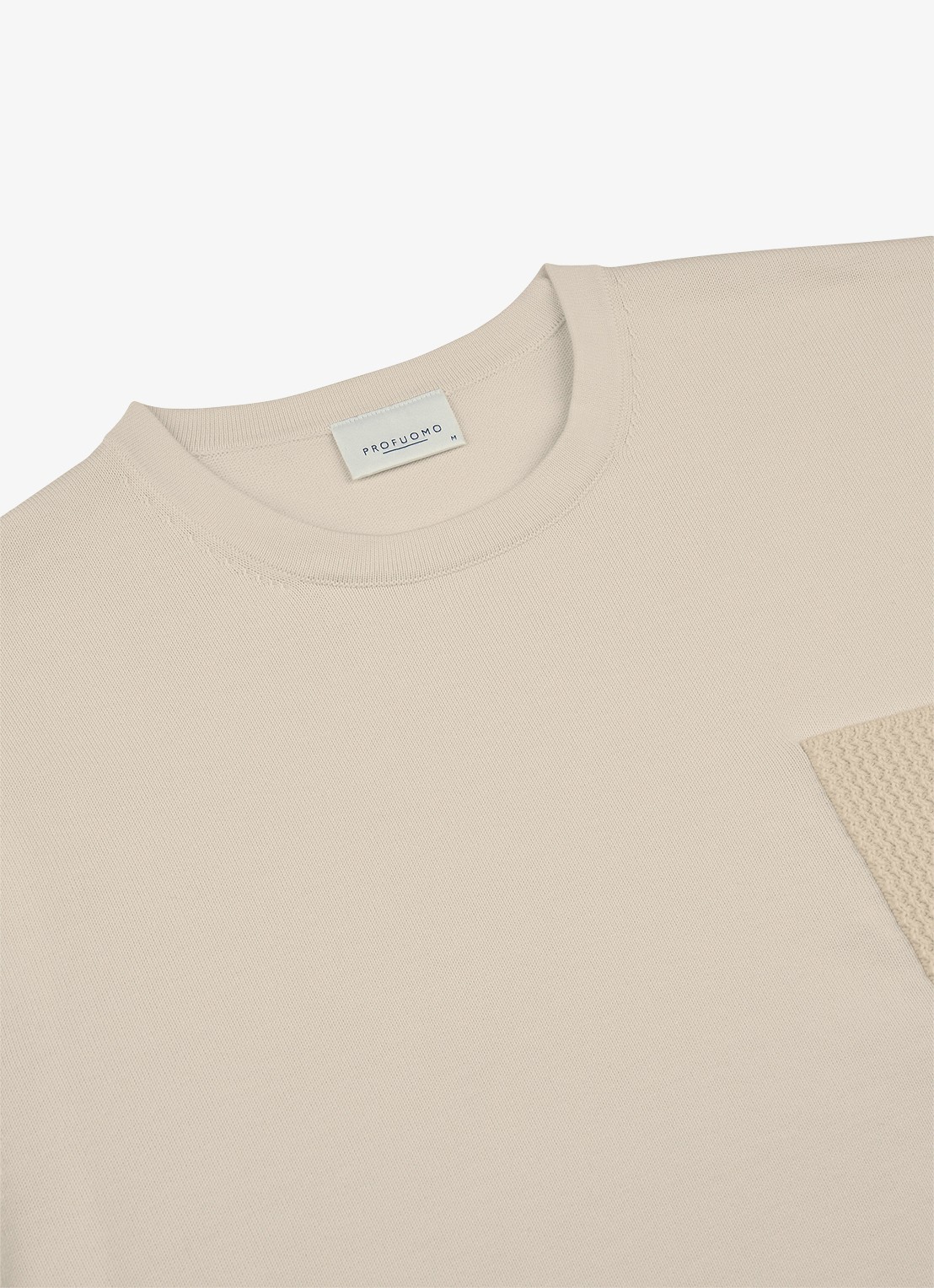 Profuomo T-shirt met borstzak - detail 4 gebroken wit