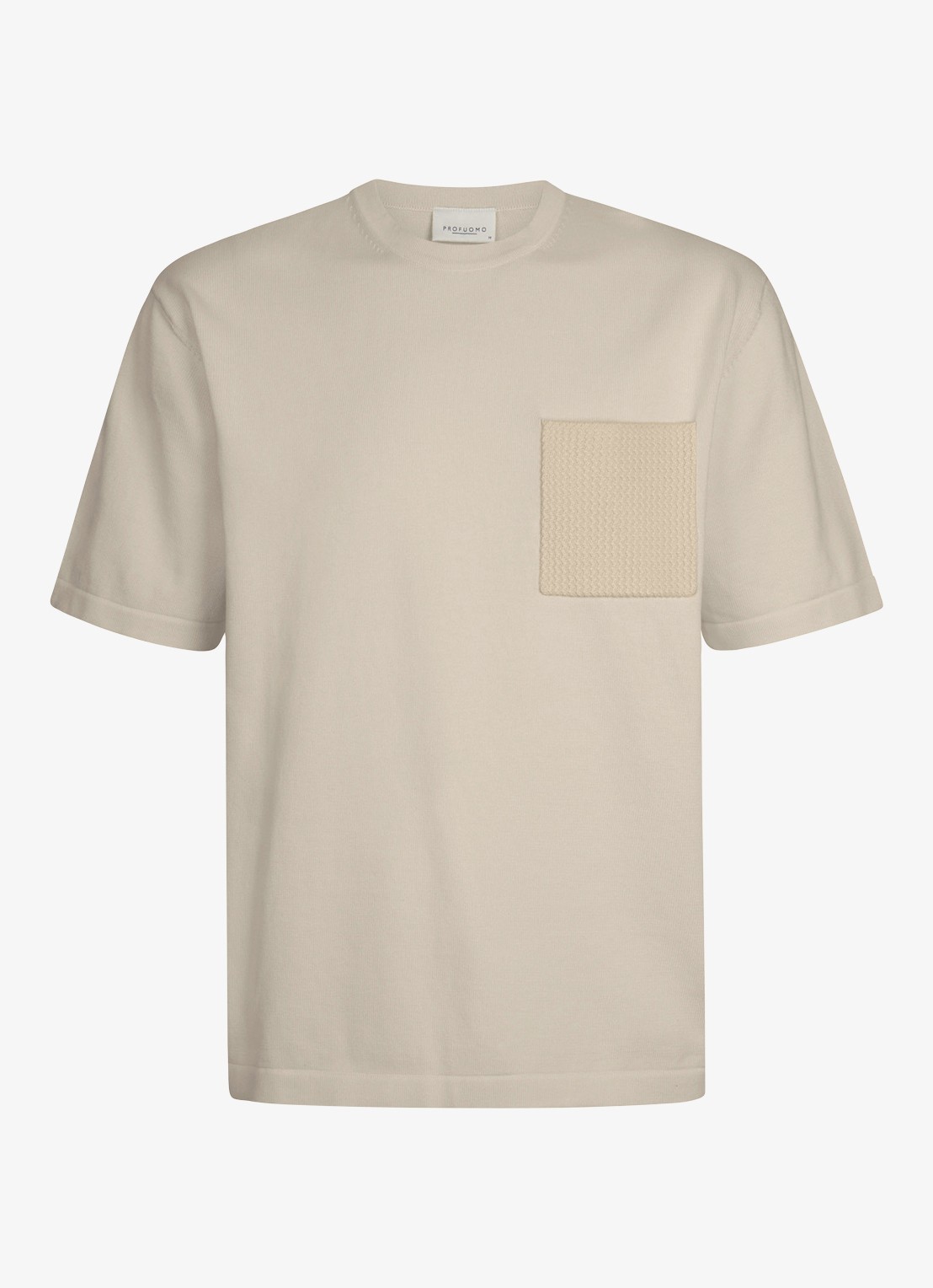 Profuomo T-shirt met borstzak - voorkant 5 gebroken wit