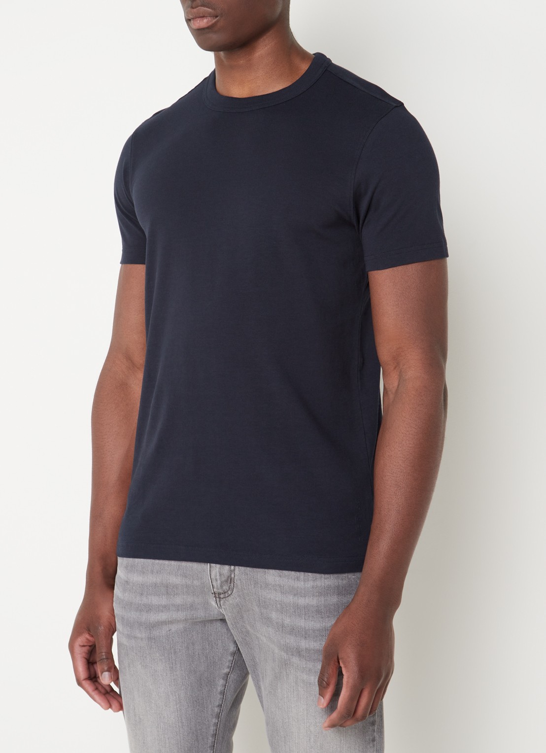 Profuomo T-shirt met logo - detail 4 donkerblauw