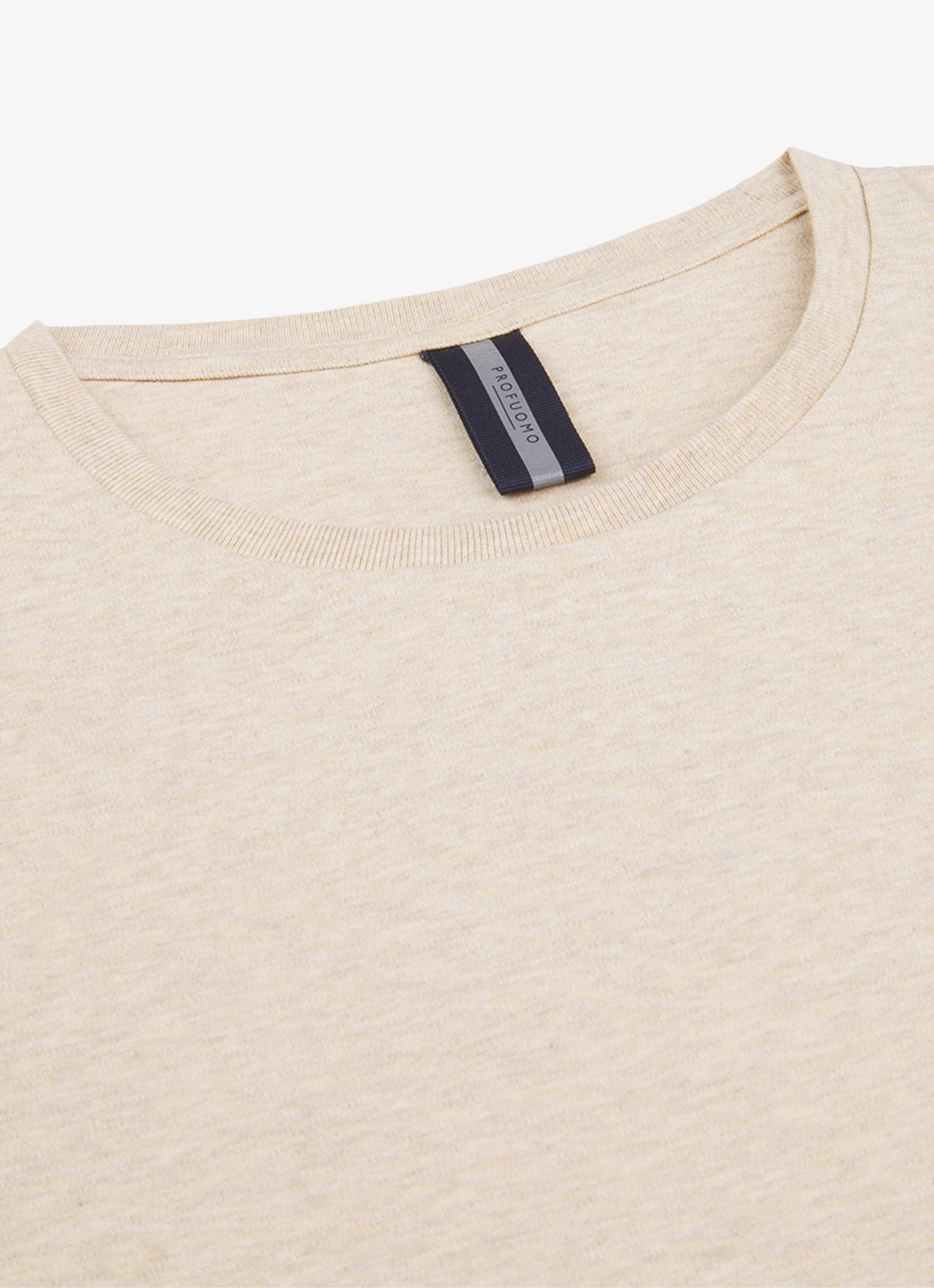 Profuomo T-shirt met ronde hals - detail 2 zand