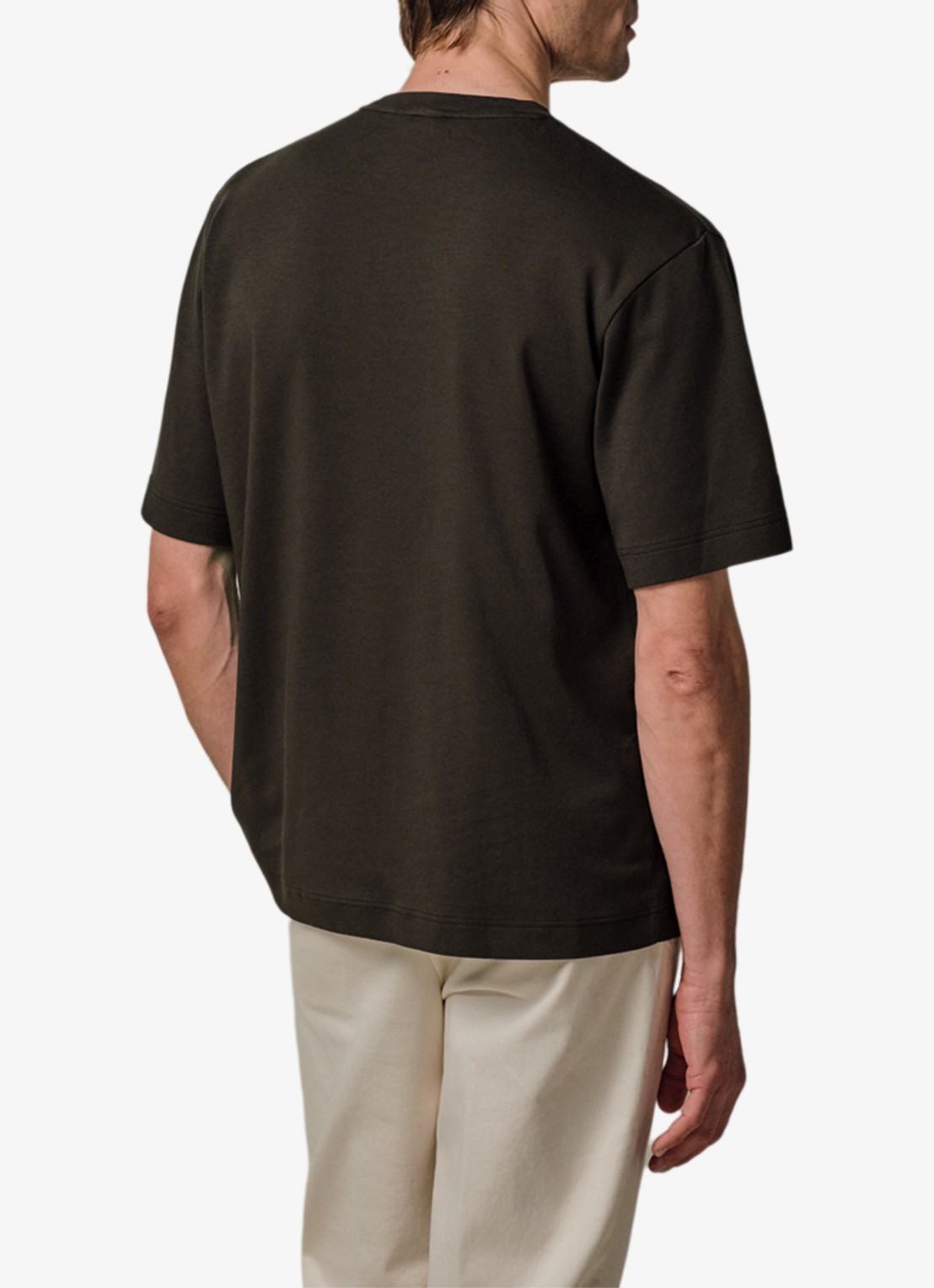 Profuomo T-shirt met ronde hals - achterkant donkerbruin