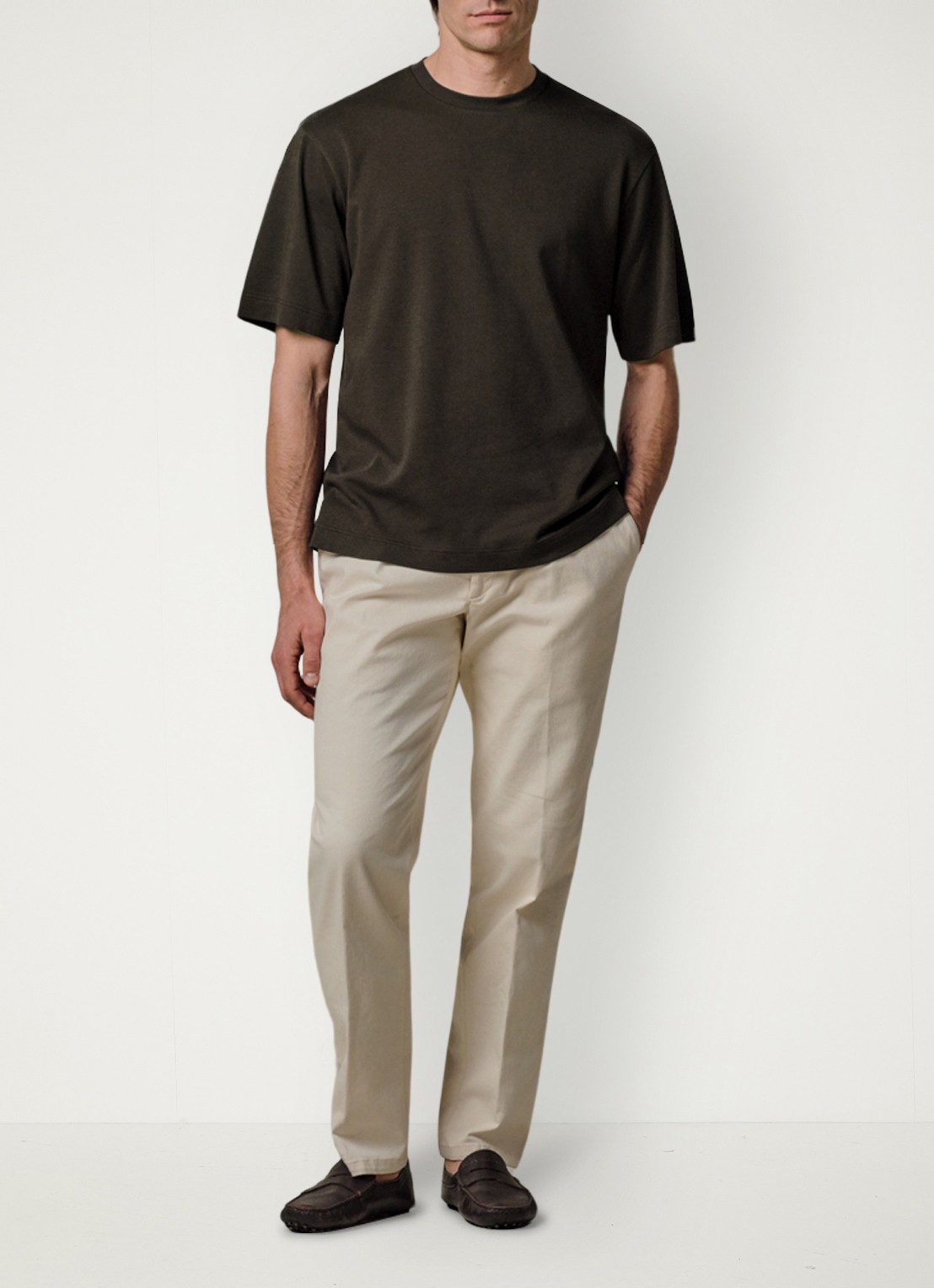 Profuomo T-shirt met ronde hals - voorkant 3 donkerbruin