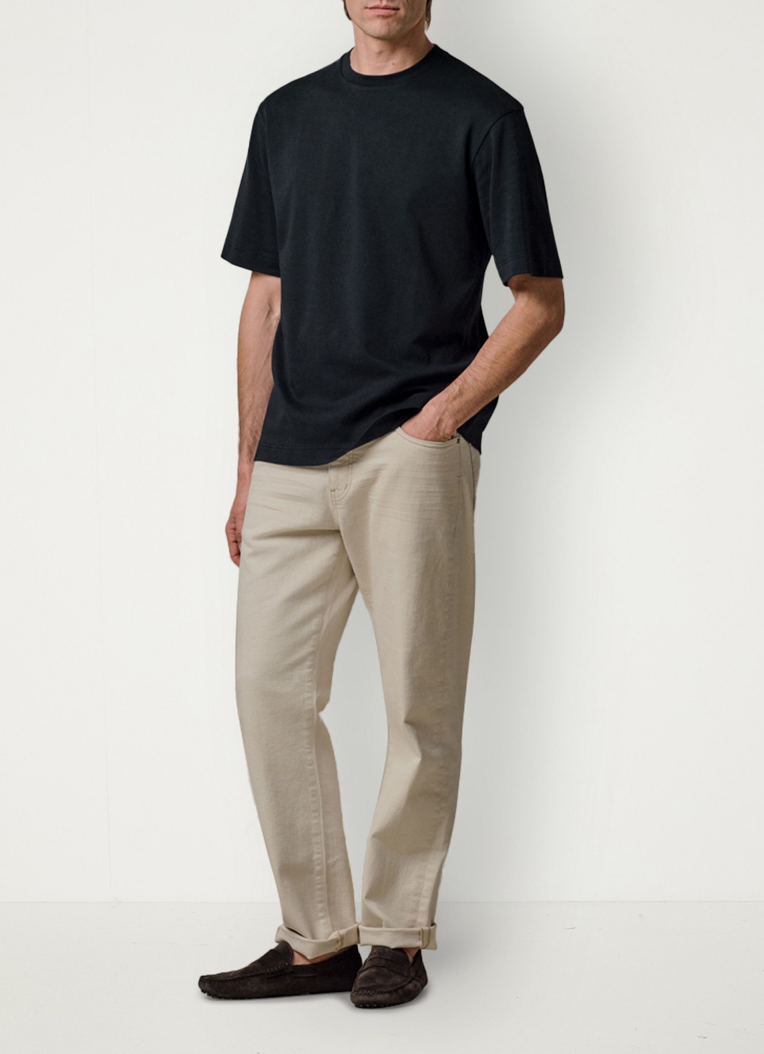 Profuomo T-shirt met ronde hals - voorkant 3 donkerblauw