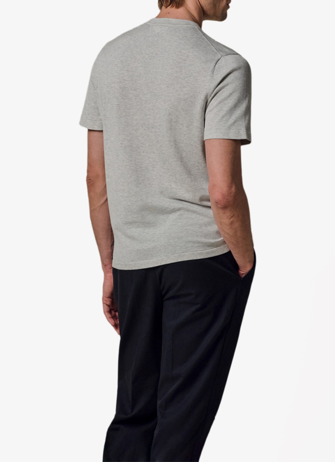 Profuomo T-shirt met ronde hals - achterkant 5 lichtgrijs