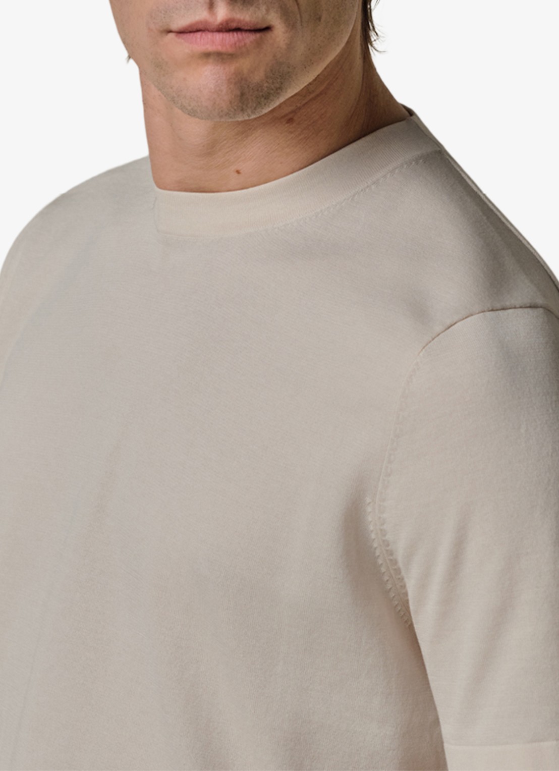 Profuomo T-shirt met ronde hals - detail 5 gebroken wit