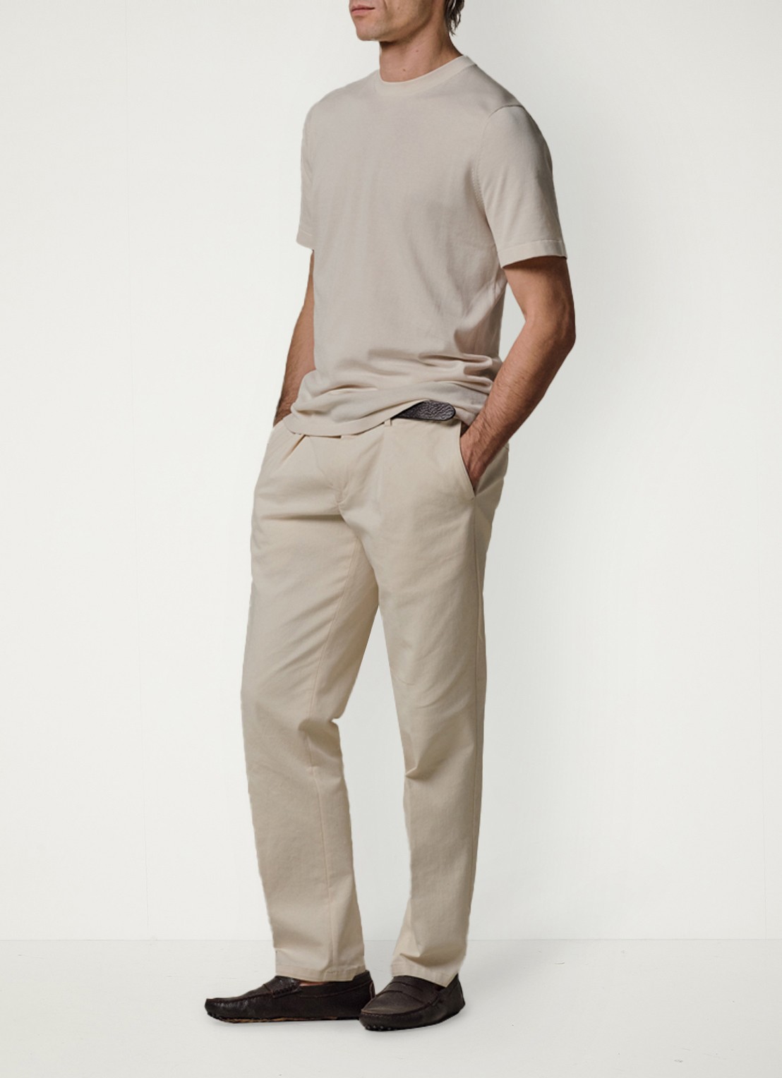 Profuomo T-shirt met ronde hals - voorkant 2 gebroken wit