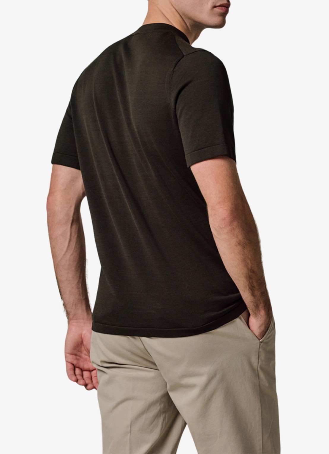 Profuomo T-shirt met ronde hals - achterkant donkerbruin