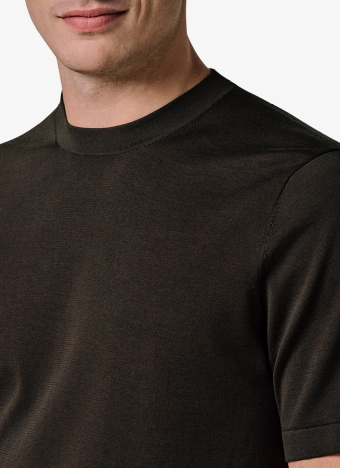 Profuomo T-shirt met ronde hals - detail 3 donkerbruin