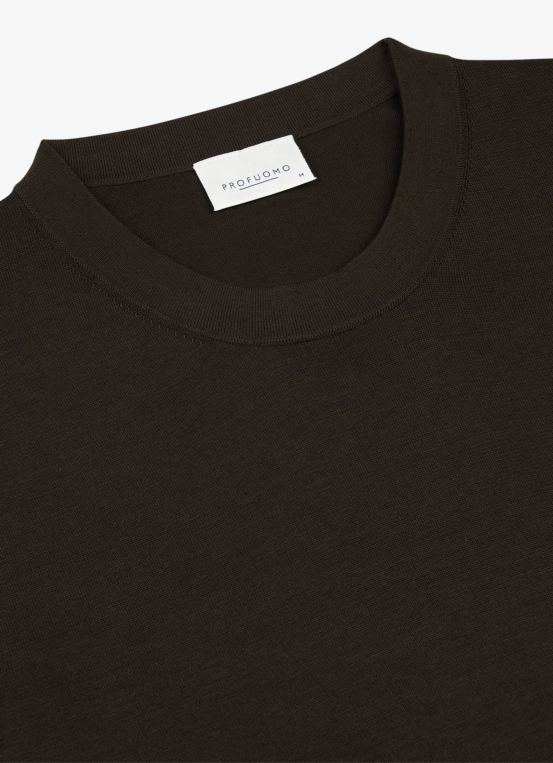 Profuomo T-shirt met ronde hals - detail 4 donkerbruin