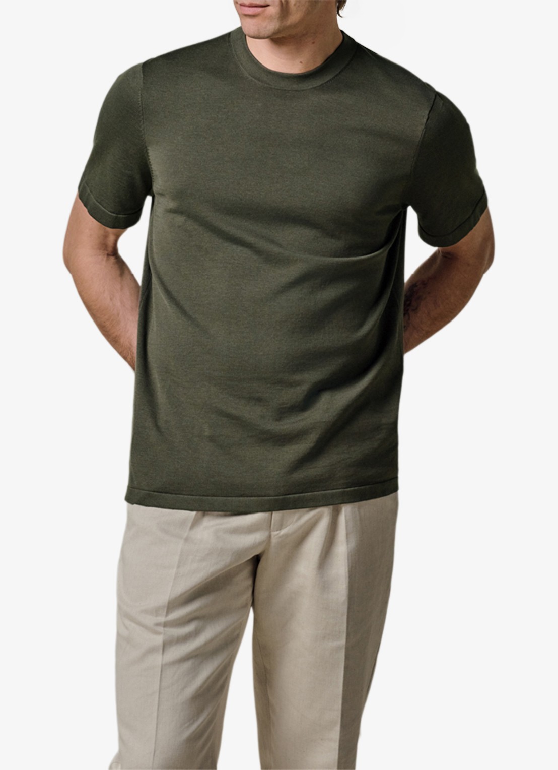 Profuomo T-shirt met ronde hals - detail groen