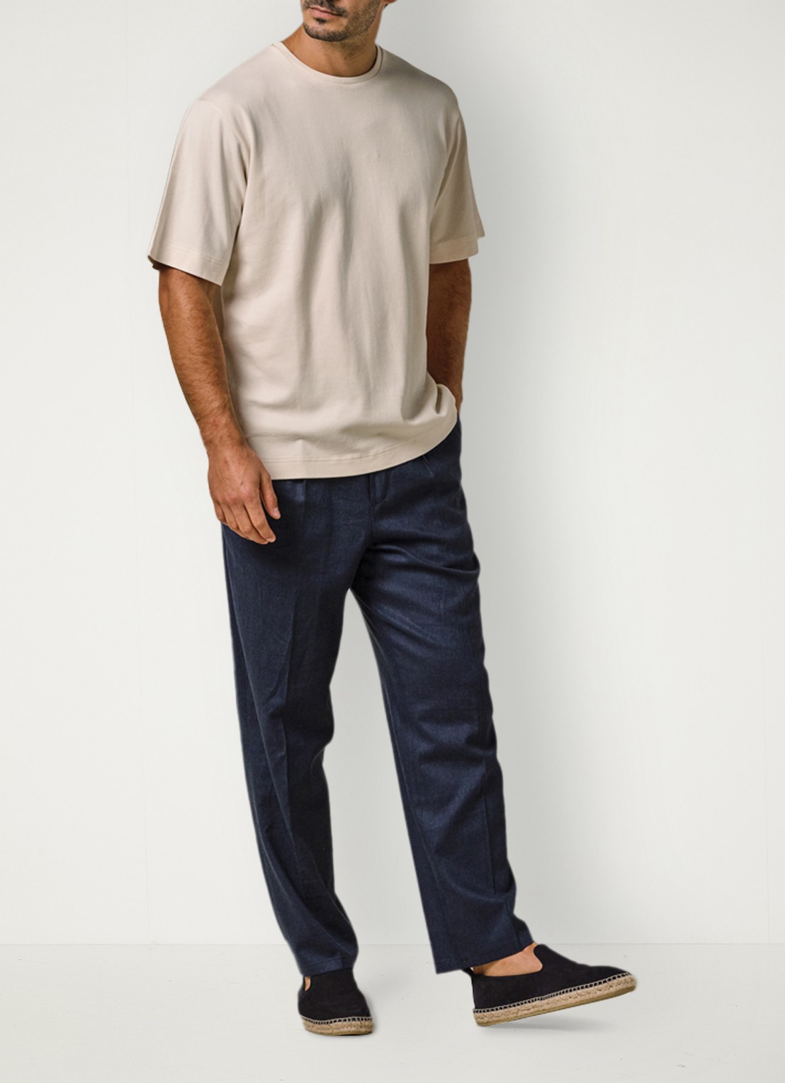 Profuomo T-shirt met stretch - voorkant 6 creme