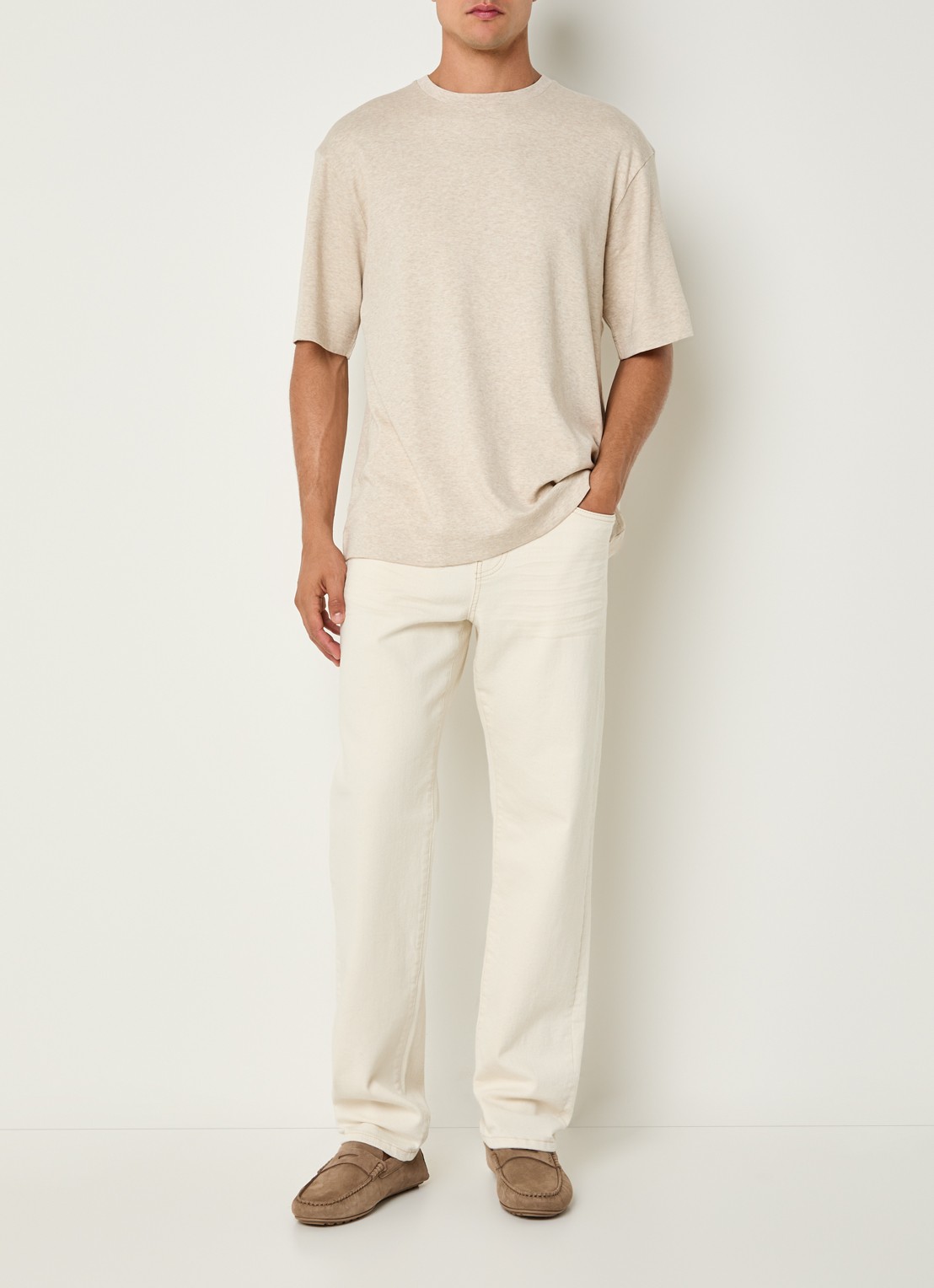 Profuomo T-shirt met stretch - voorkant 3 beige