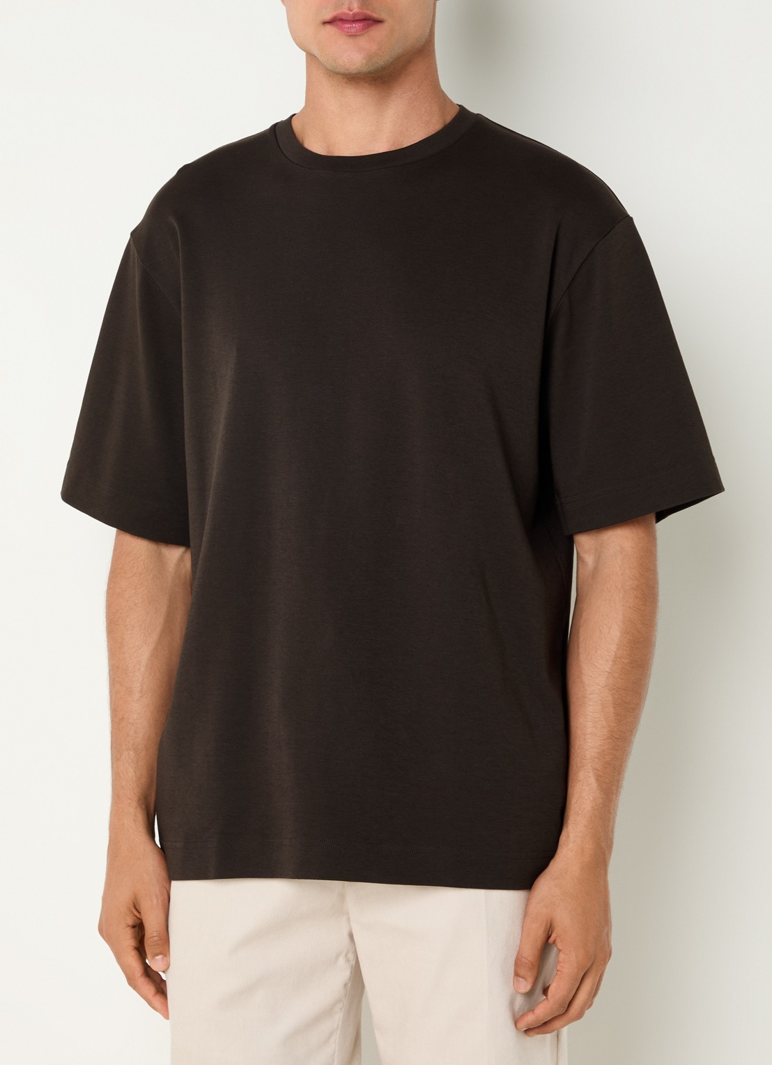 Profuomo T-shirt met stretch - detail 3 bruin