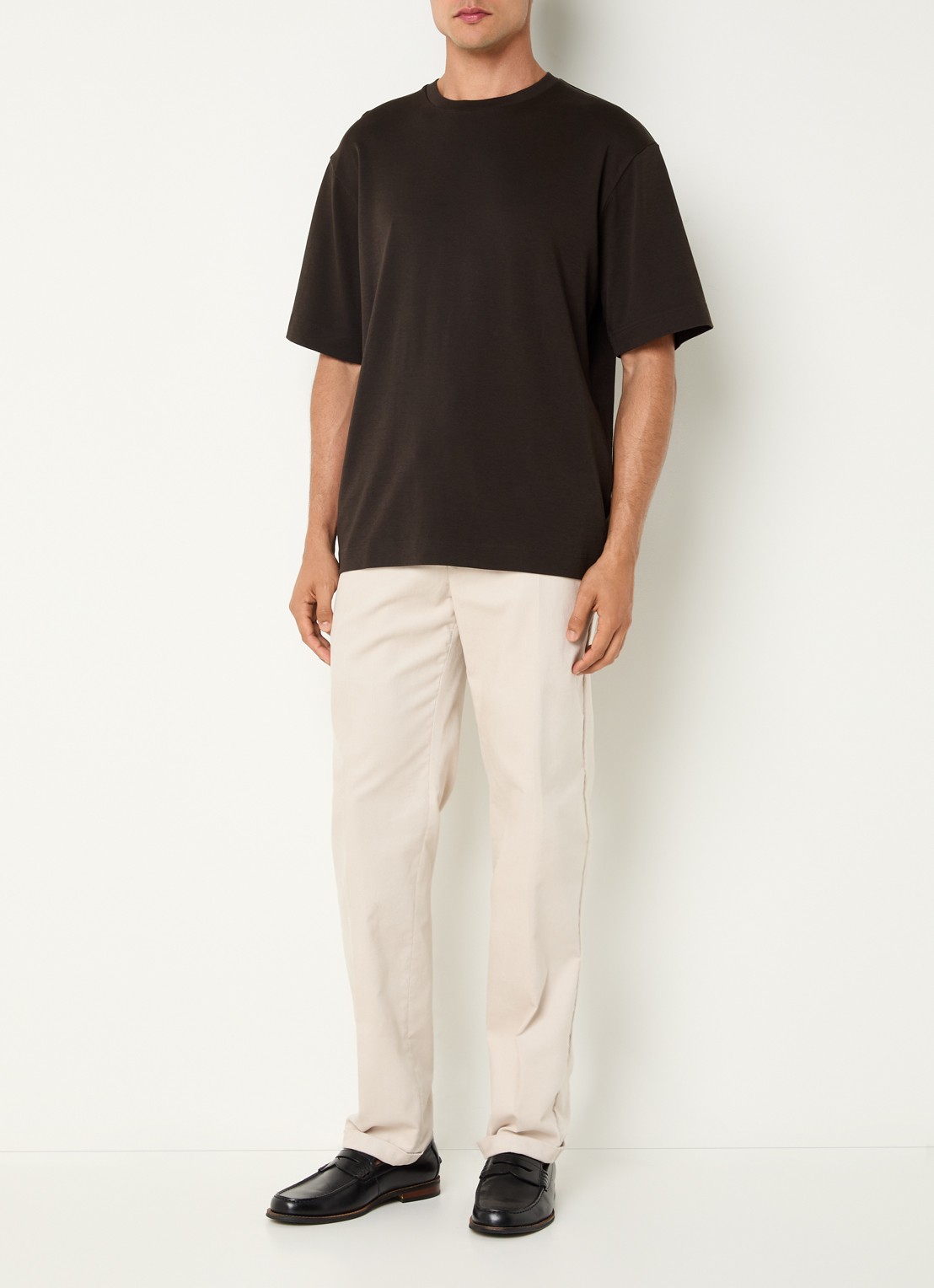Profuomo T-shirt met stretch - voorkant 2 bruin