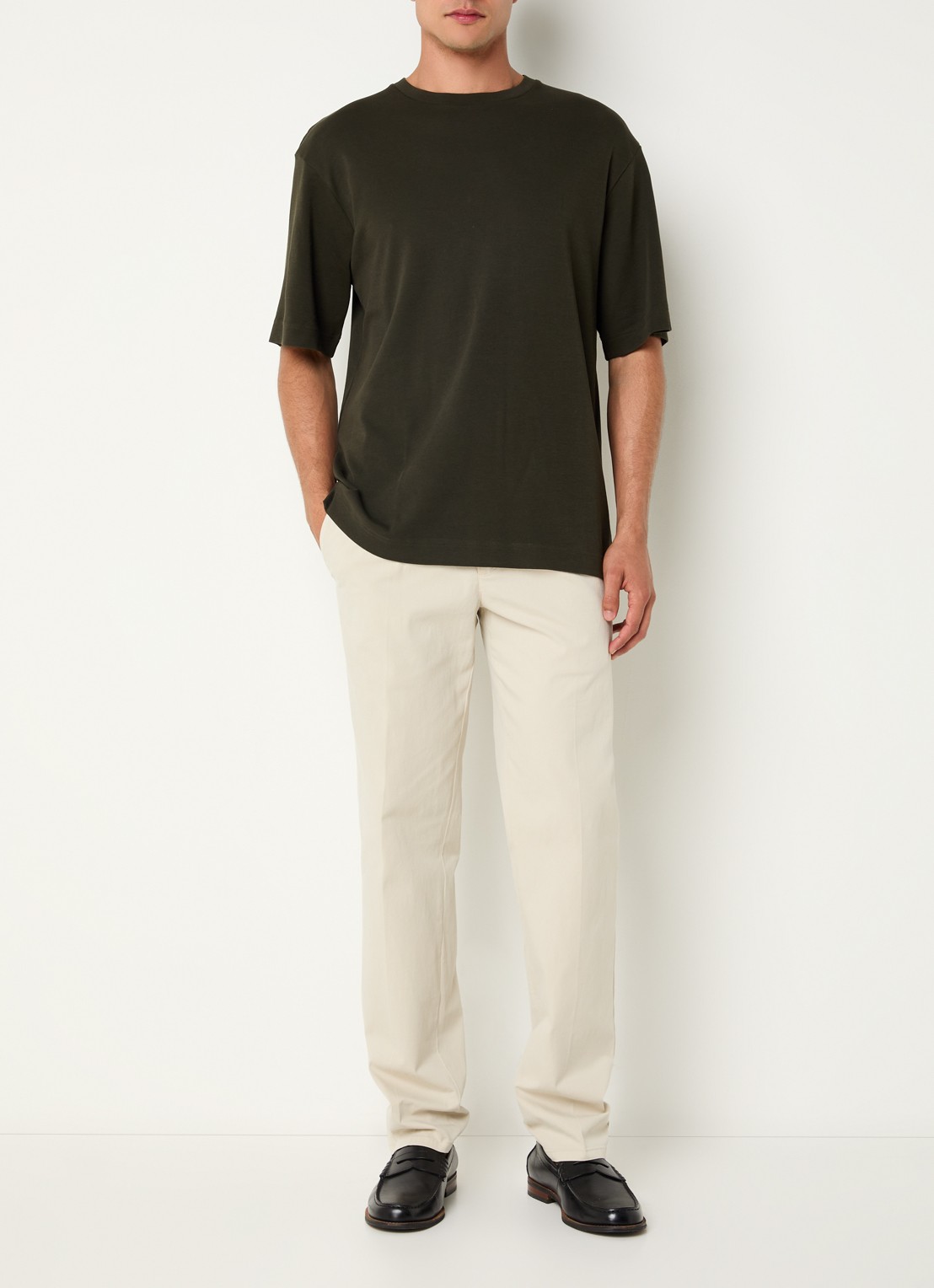 Profuomo T-shirt met stretch - voorkant 2 bronsgroen